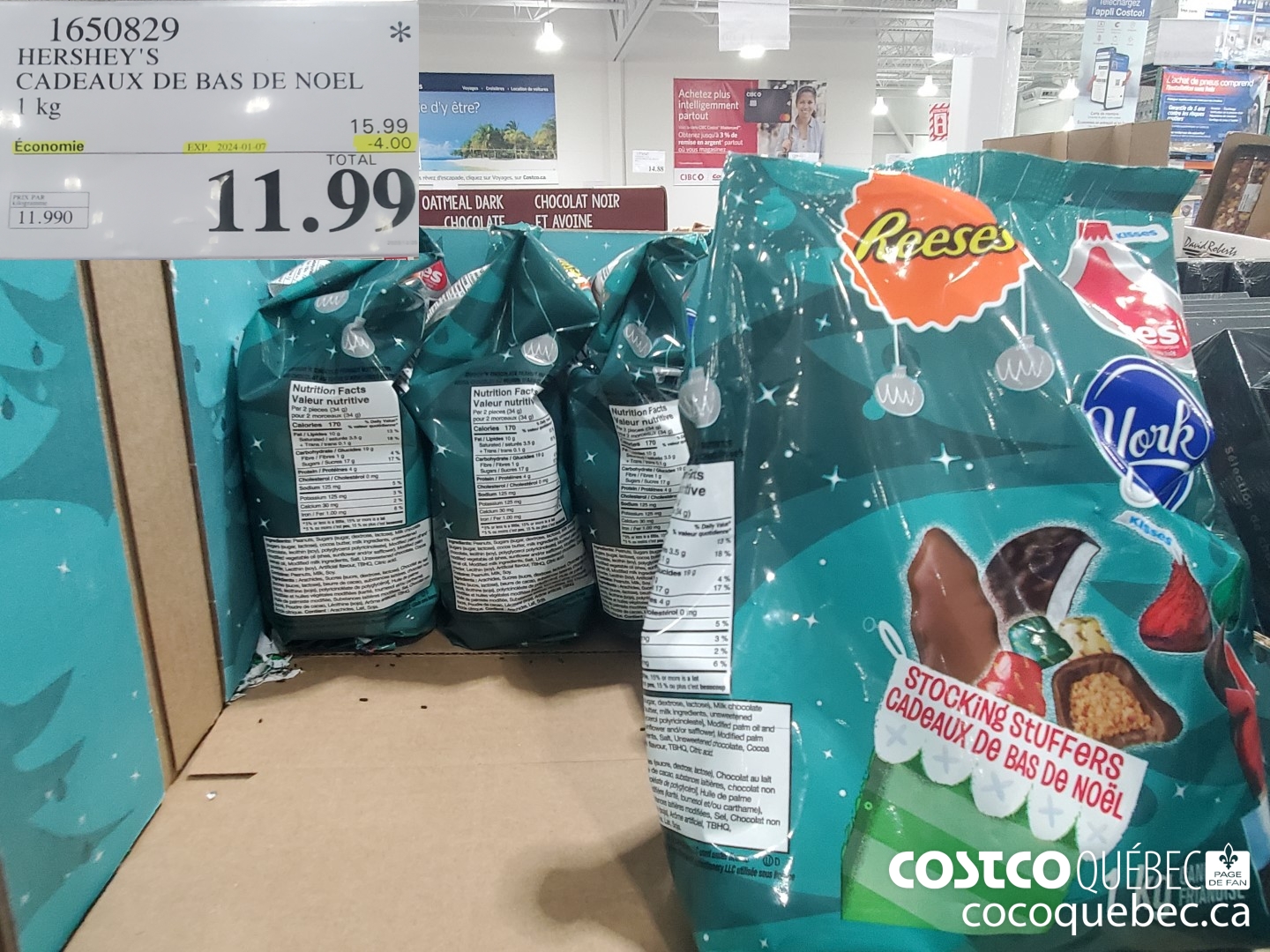 1650829 HERSHEY'S CADEAUX DE BAS DE NOEL 1 kg ($4.00 INSTANT SAVINGS EXPIRES ON 2023-12-07) $11.99