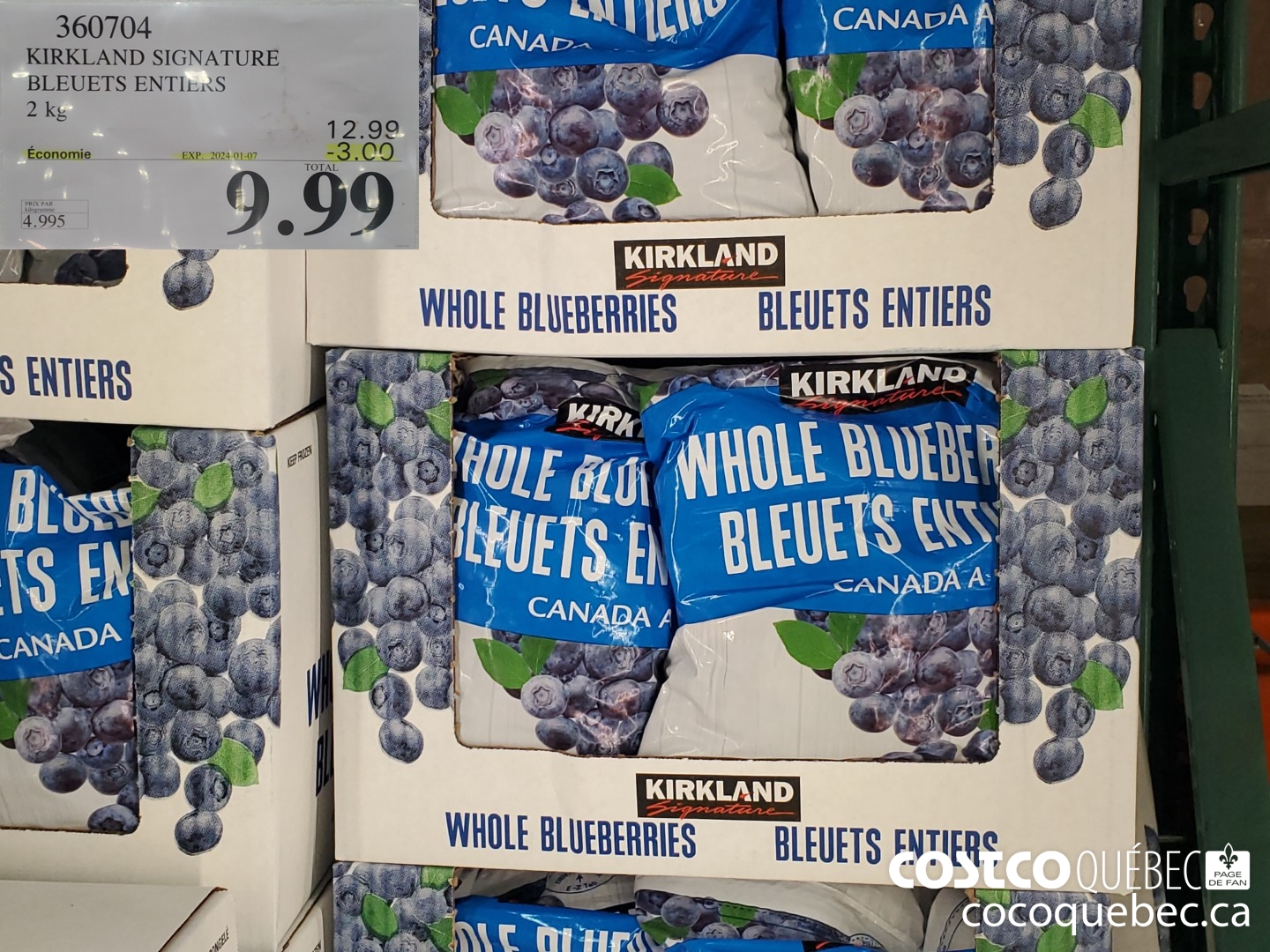 360704 KIRKLAND SIGNATURE BLEEUETS ENTIERS 2 kg  ($3.00 INSTANT SAVINGS EXPIRES ON 2024-01-07) $9.99