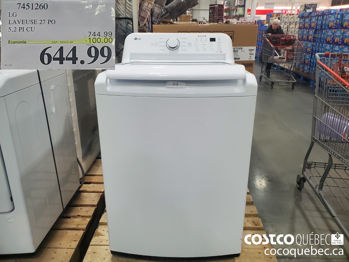 7451260 LG LAVEUSE 27 PO 50 PI CU  ($100.00 INSTANT SAVINGS EXPIRES ON 2023-01-03) $644.99