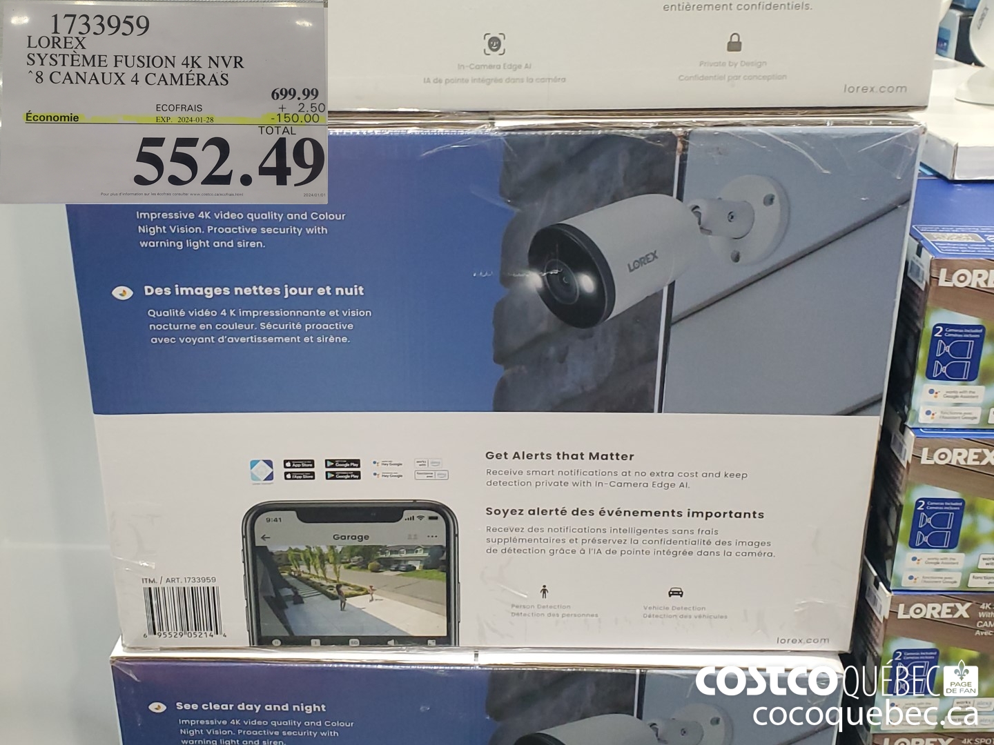 1733959 LOREX SYSTEME FUSION 4K NVR “8 ANAUX 4 CAMERAS  ($150.00 INSTANT SAVINGS EXPIRES ON 2024-01-28) $552.49