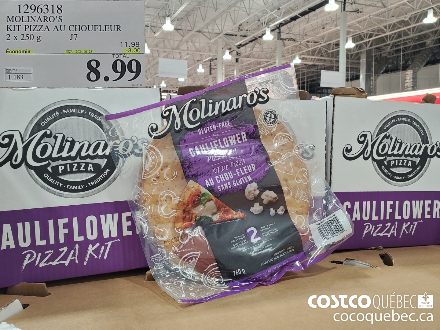 1296318 MOLINARO'S KIT PIZZA AU CHOUFLEUR 2 x 250 g  ($3.00 INSTANT SAVINGS EXPIRES ON 2024-01-28) $8.99