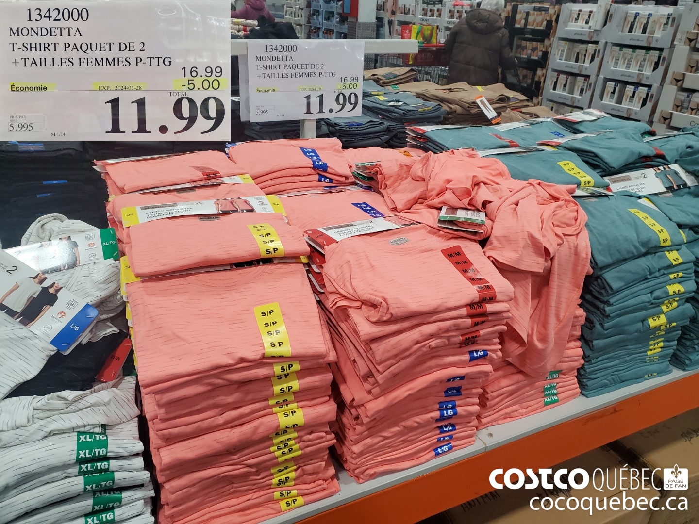 1342000 MONDETTA T-SHIRT PAQUET DE 2  ($5.00 INSTANT SAVINGS EXPIRES ON 2024-01-28) $11.99