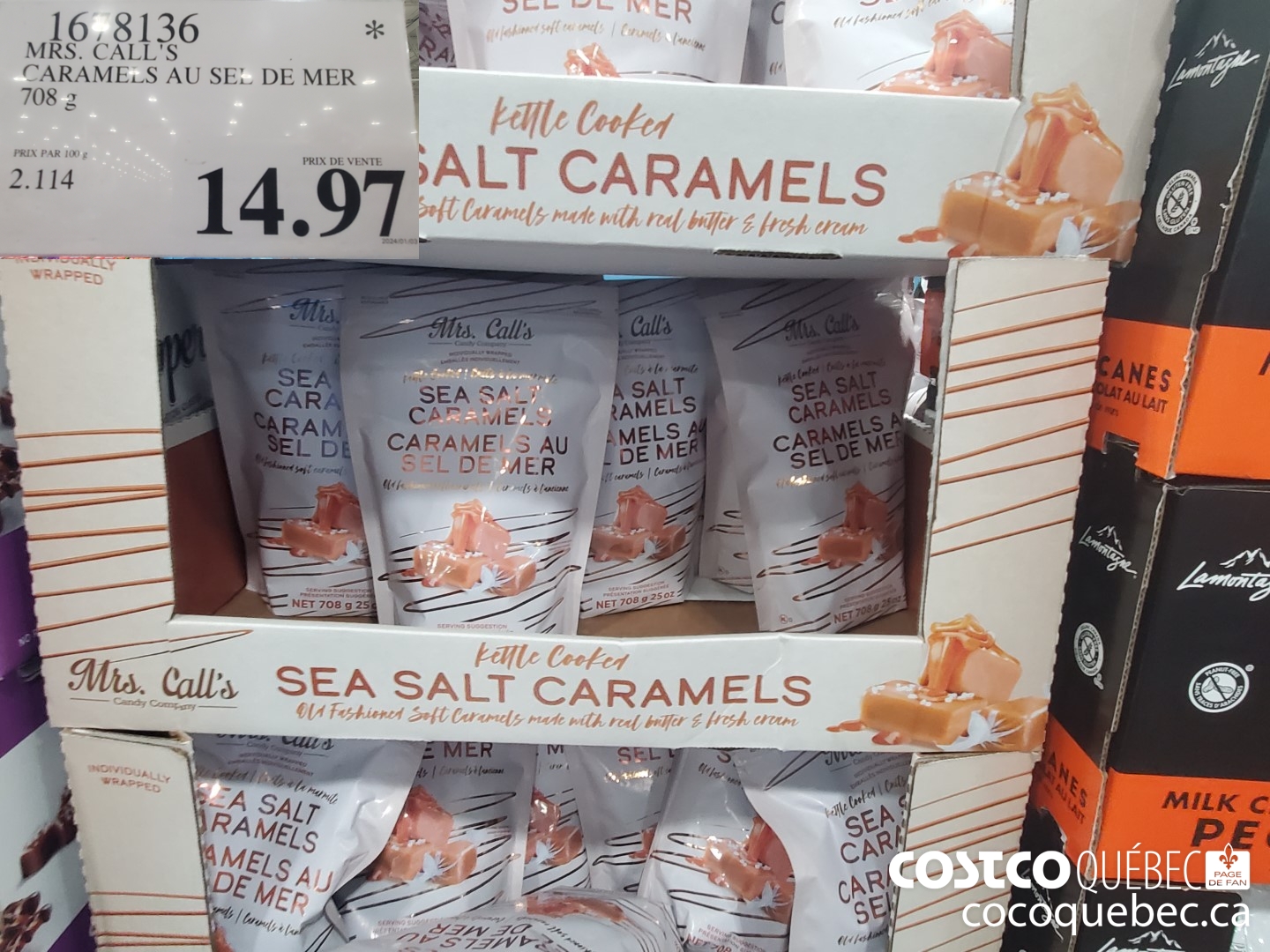 1678136 MRS. CALL’S CARAMELS AU SEL DE MER  $14.97