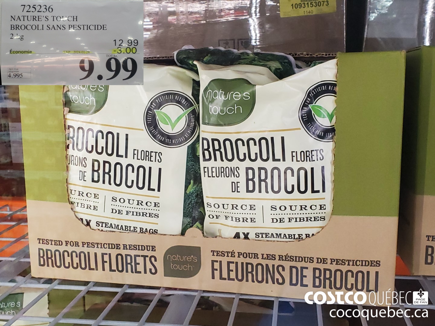 725236 NATURE'S TOUCH BROCOLI SANS PESTICIDE 2 kg ($3.00 INSTANT SAVINGS EXPIRES ON 2024-01-28) $9.99