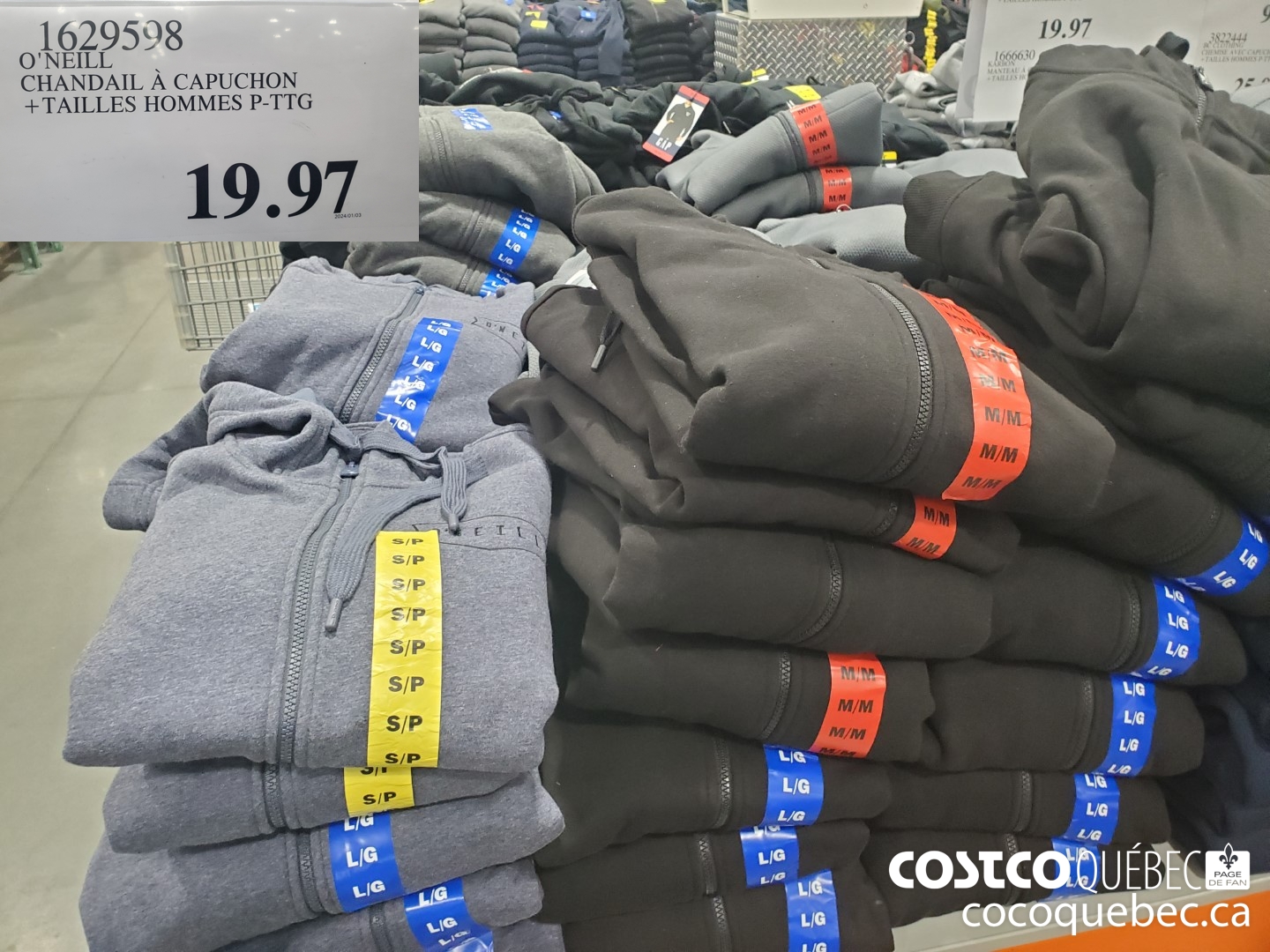 1629598 O'NEILL CHANDAIL A CAPUCHON +TAILLES HOMMES P-TTG  $19.97