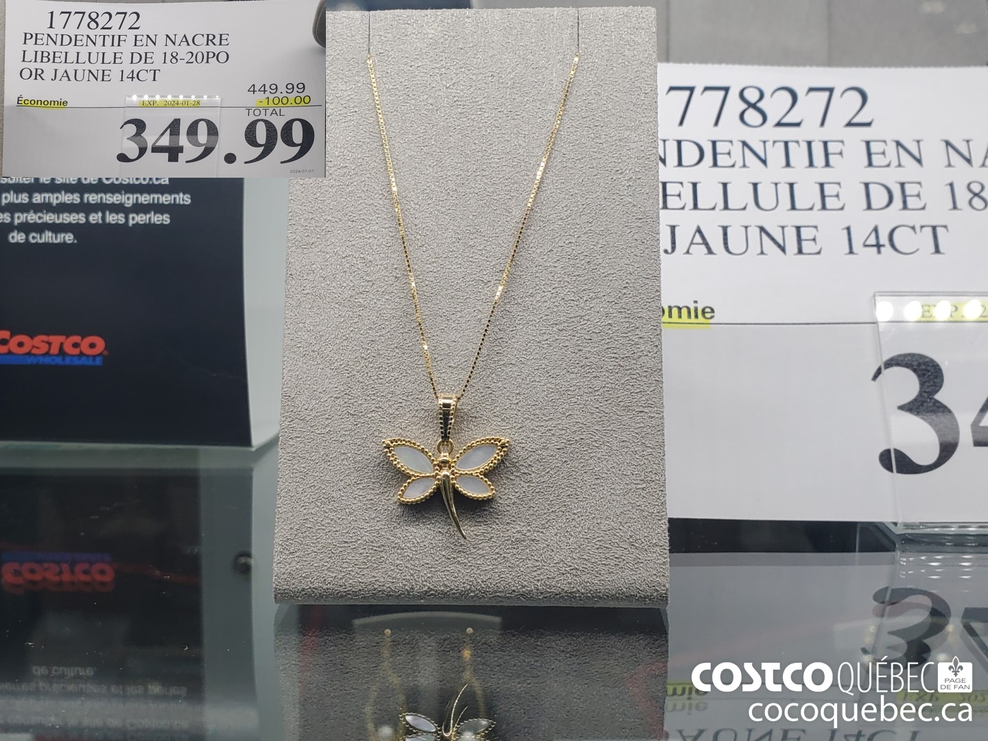 1778272 PENDENTIF EN NACRE LIBELLULE DE 18-20PO OR JAUNE 14CT ($100.00 INSTANT SAVINGS EXPIRES ON 2024-01-28) $349.99