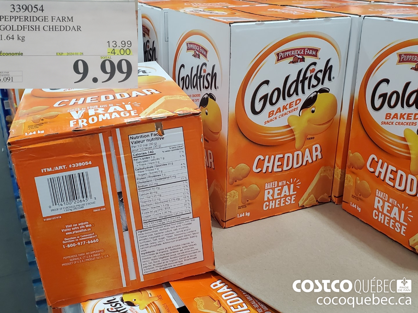 339054 PEPPERIDGE FARM GOLDFISH CHEDDAR 1.64 KG ($4.00 INSTANT SAVINGS EXPIRES ON 2024-01-28) $9.99