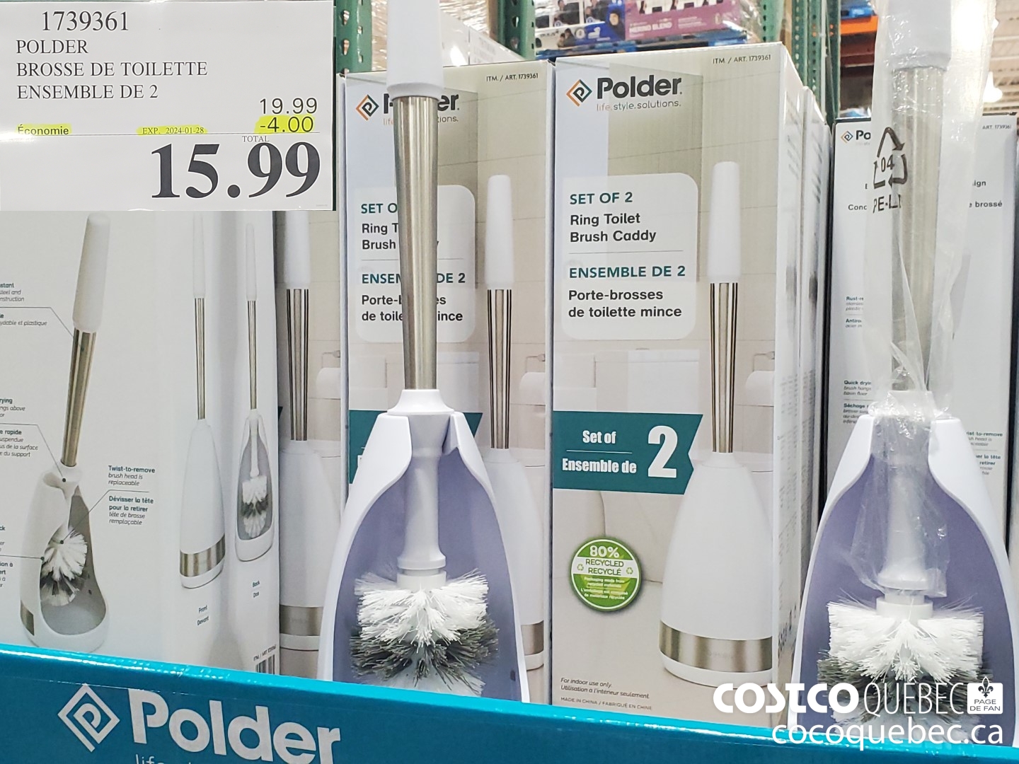 1739361 POLDER BROSSE DE TOILETTE ENSEMBLE DE 2 BOS  ($4.00 INSTANT SAVINGS EXPIRES ON 2024-01-28) $15.99