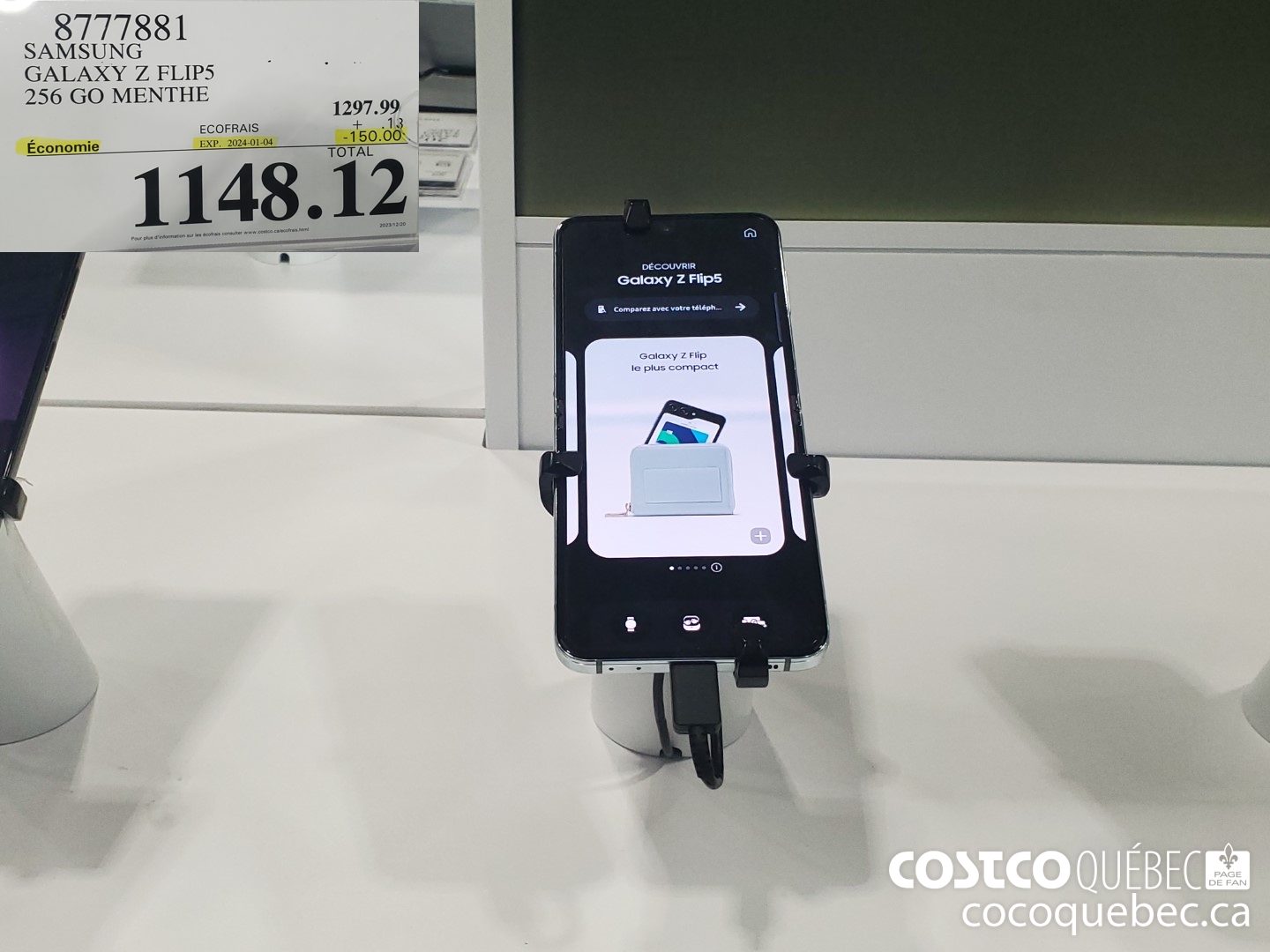 8777881 SAMSUNG GALAXY Z FLIP5 256  ($150.00 INSTANT SAVINGS EXPIRES ON 2024-01-04) $1148.12