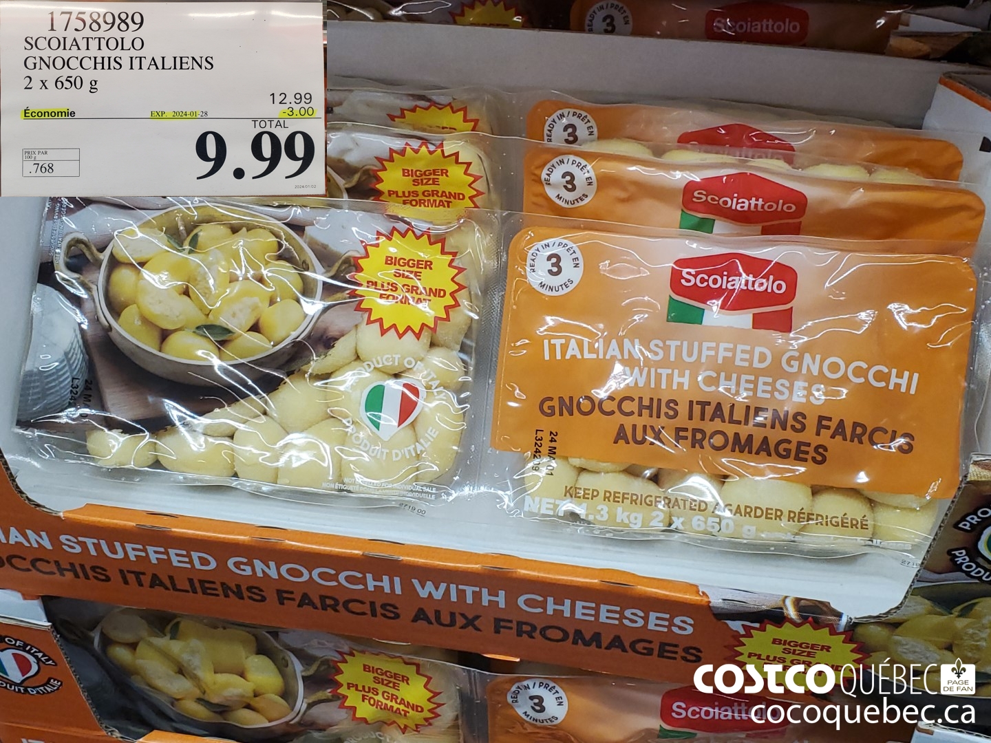 1758989 SCOIATTOLO GNOCCHIS ITALIENS 2 x 650 g ($3.00 INSTANT SAVINGS EXPIRES ON 2024-01-28) $9.99