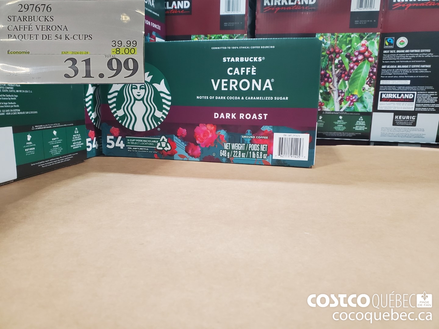 297676 STARBUCKS CAFFE VERONA PAQUET DE 54 K-CUPS ($8.00 INSTANT SAVINGS EXPIRES ON 2023-11-26) $31.99