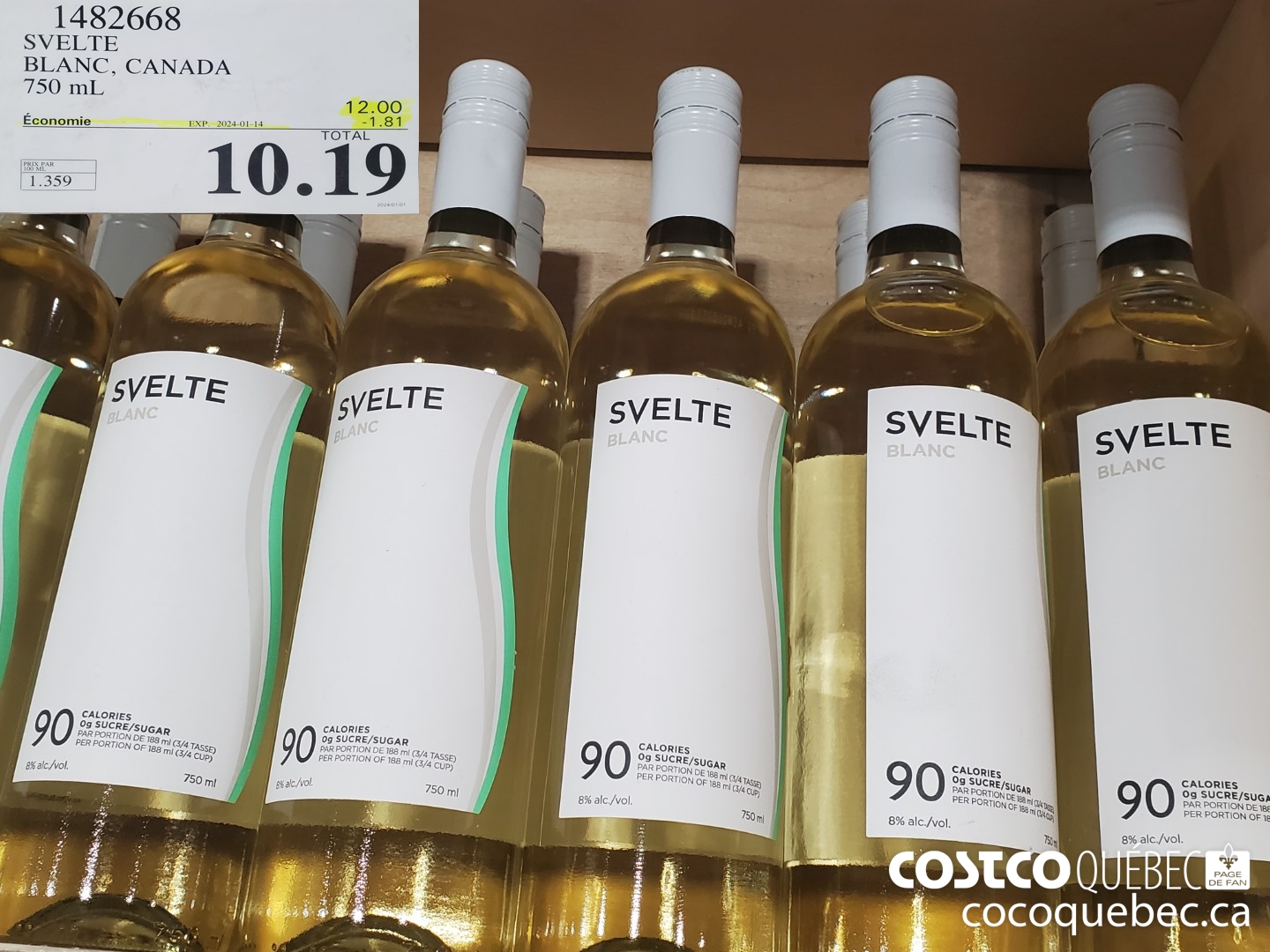 1482668 SVELTE BLANC, CANADA ($1.81 INSTANT SAVINGS EXPIRES ON 2024-01-14) $10.19