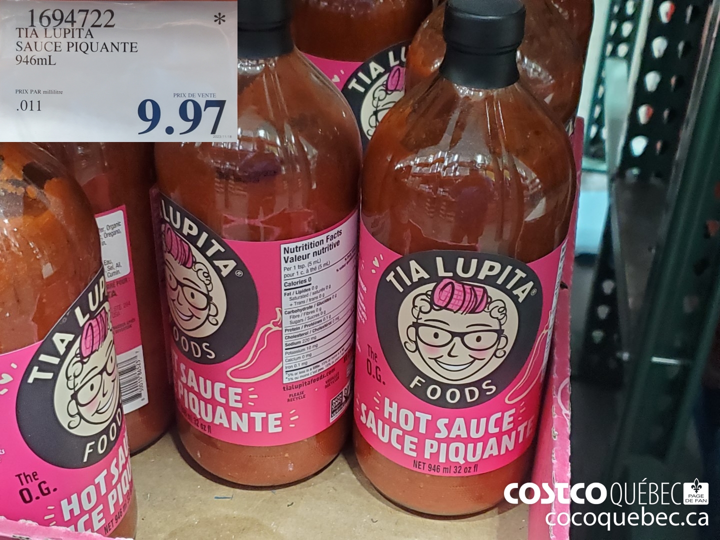 1694722 TIA LUPITA SAUCE PIQUANTE 946mL  $9.97