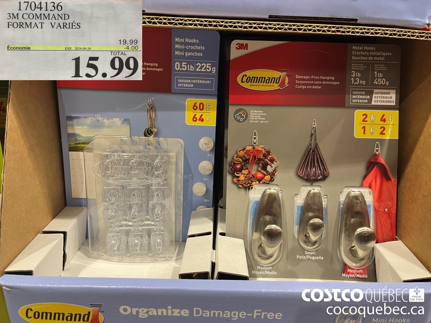 1704136 3M COMMAND BANDES ET CROCHETS ($4.00 INSTANT SAVINGS EXPIRES ON 2024-09-15) $15.99