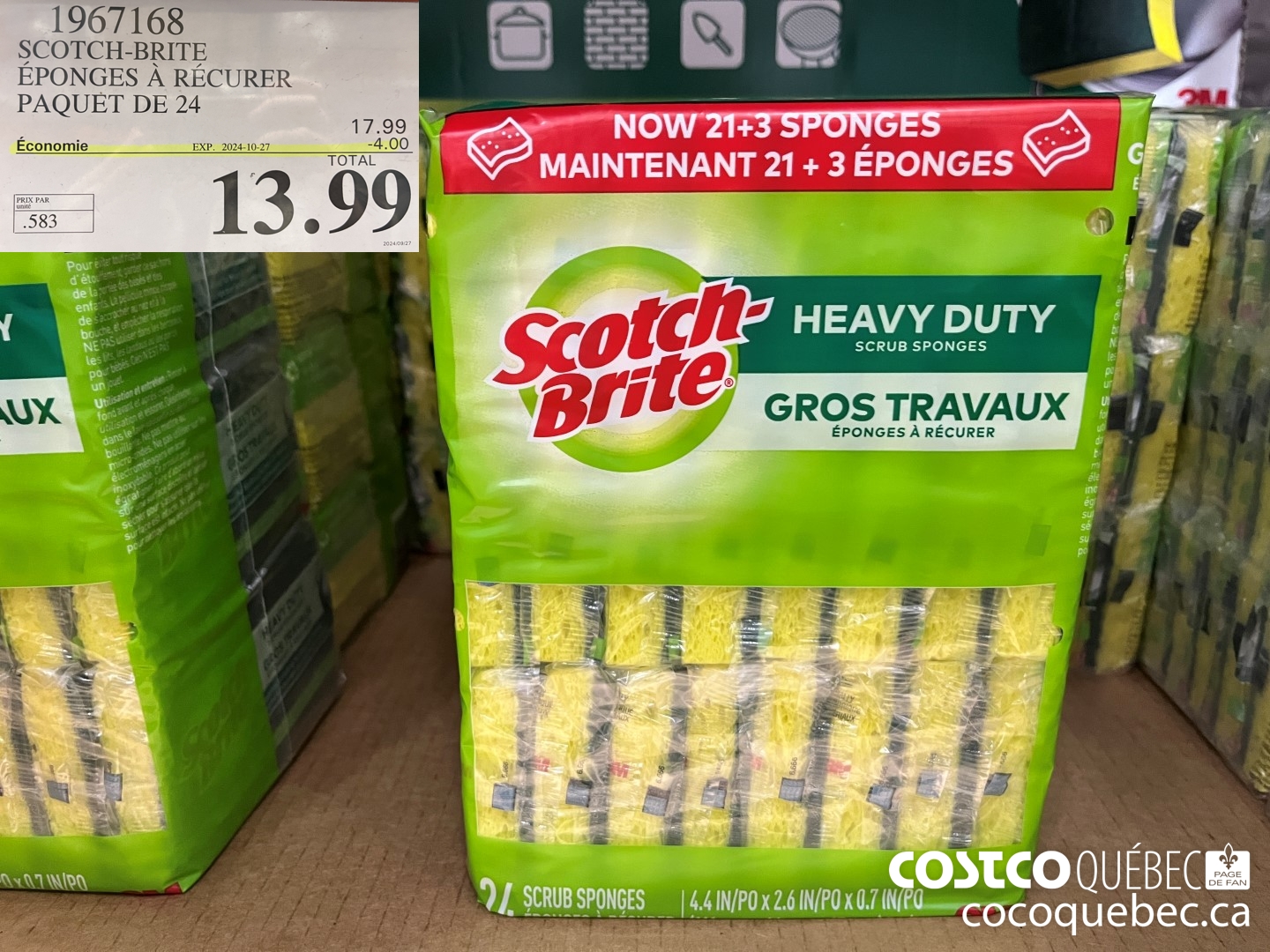 1967168 3M SCOTCH-BRITE EPONGES A RECURER PAQUET DE 24 ($4.00 INSTANT SAVINGS EXPIRES ON 2024-10-27) $13.99
