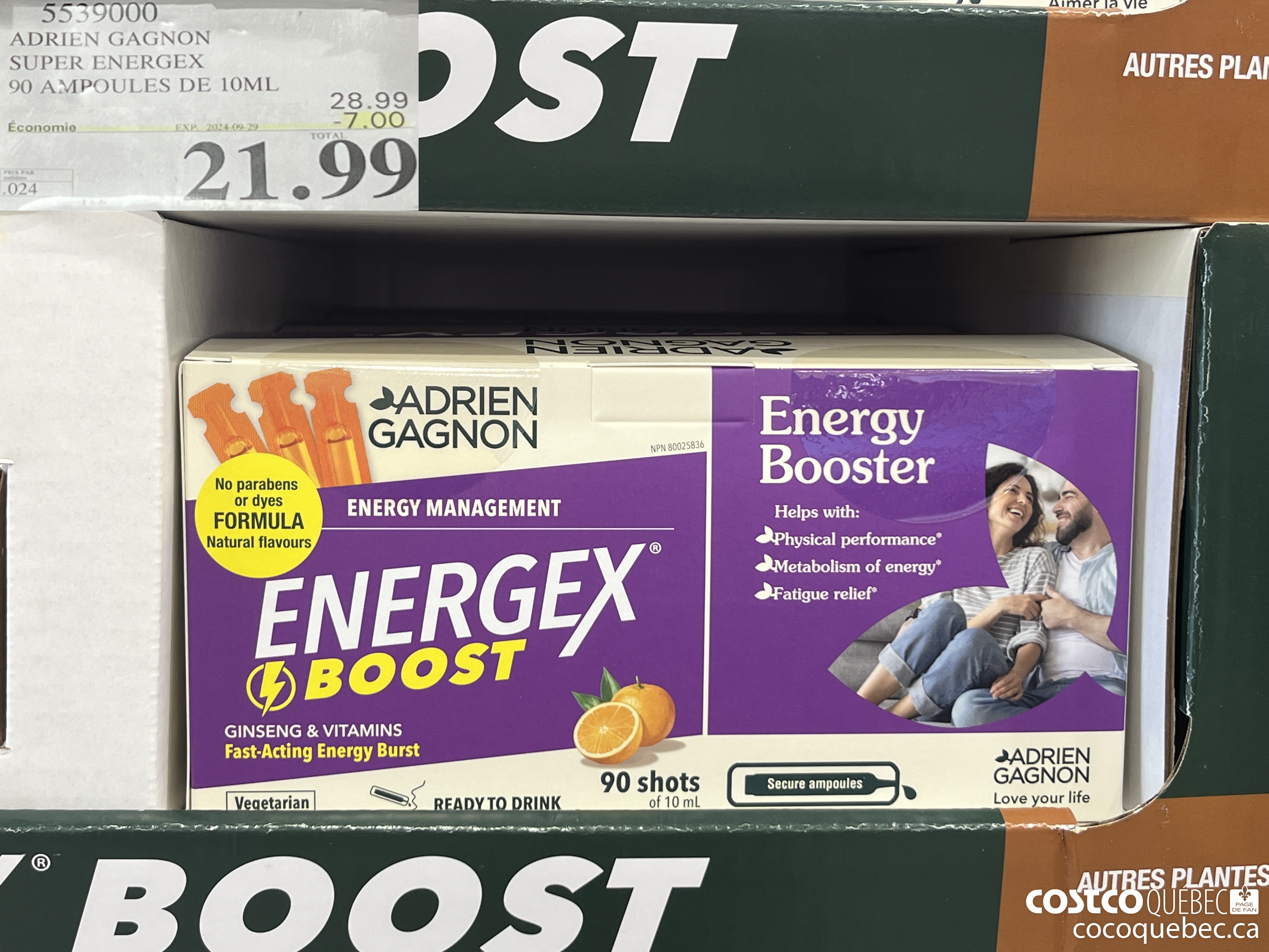 5539000 ADRIEN GAGNON SUPER ENERGEX  ($7.00 INSTANT SAVINGS EXPIRES ON 2024-09-29) $21.99