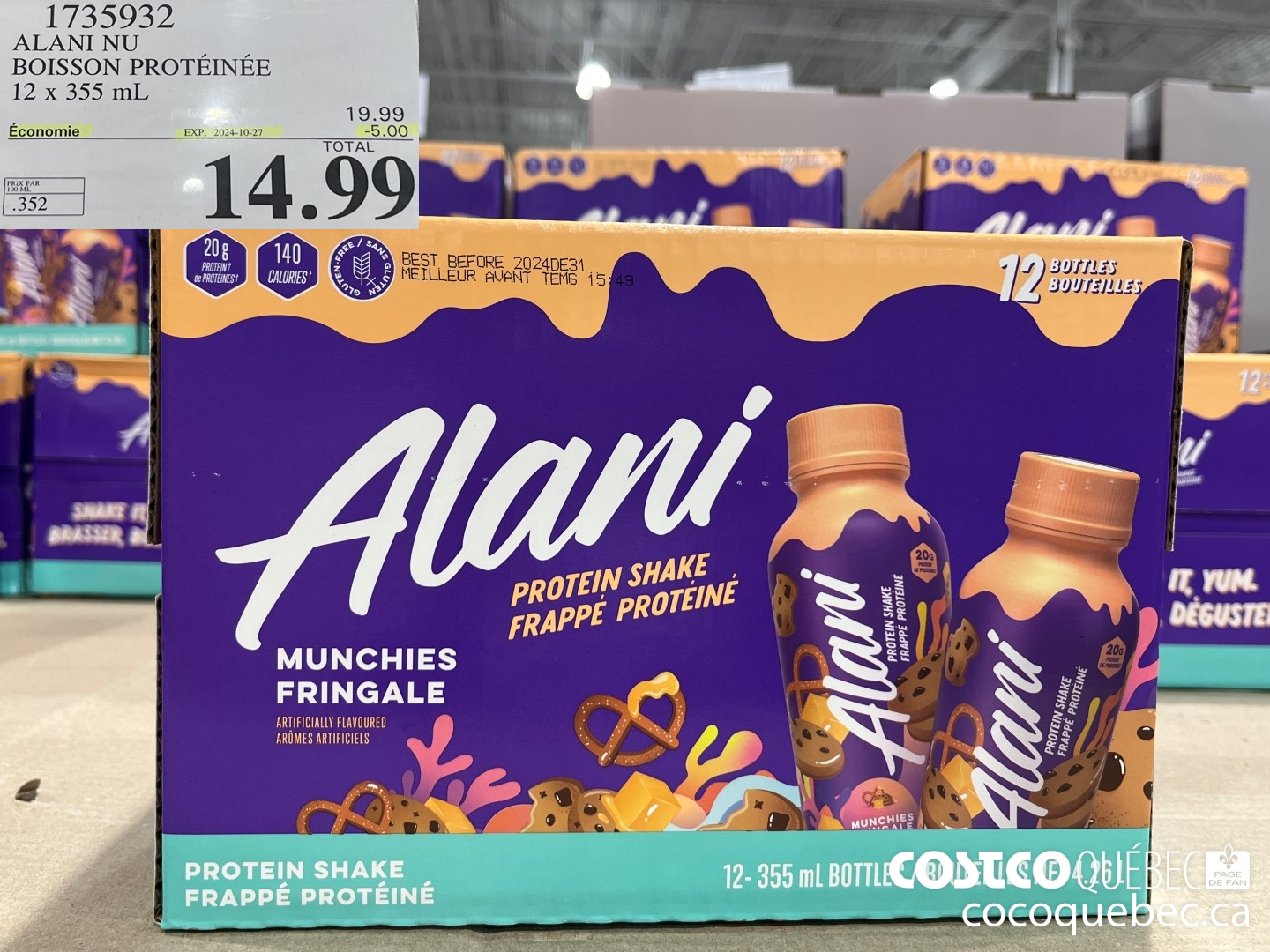 1735952 ALANI NU BOISSON PROTEINEE 12 x 355 ml  ($5.00 INSTANT SAVINGS EXPIRES ON 2024-10-27) $14.99