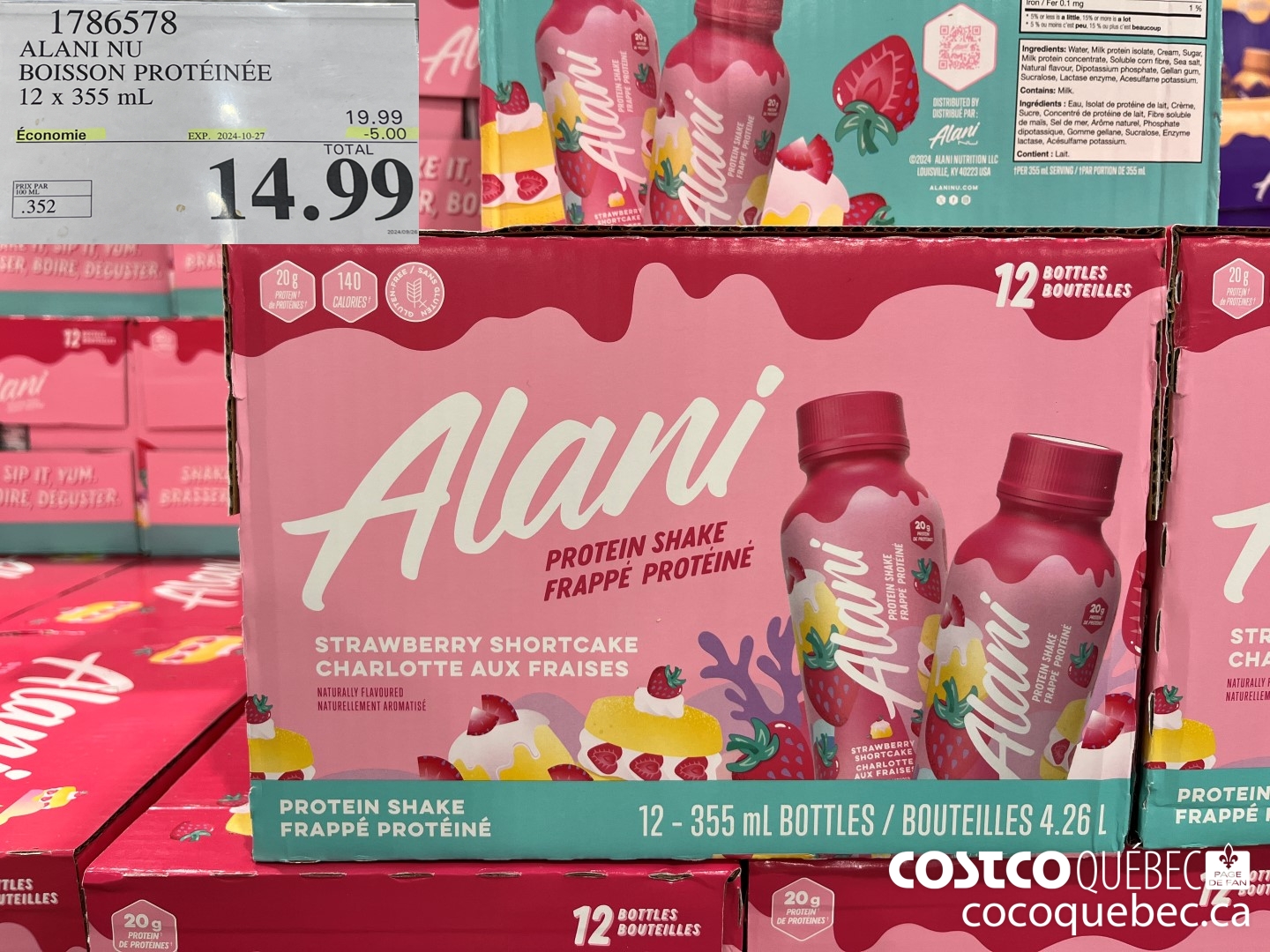1786578 ALANI NU BOISSON PROTEINEE 12 x 355ml  ($5.00 INSTANT SAVINGS EXPIRES ON 2024-10-27) $14.99