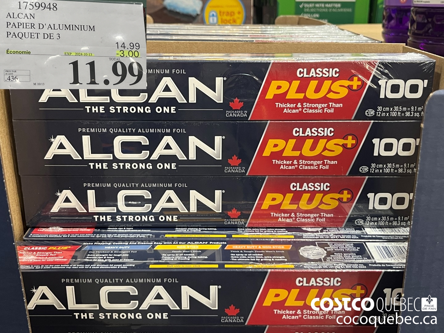 1759948 ALCAN PAPIER D' ALUMINIUM PAQUET DE 3  ($3.00 INSTANT SAVINGS EXPIRES ON 2024-10-13) $11.99