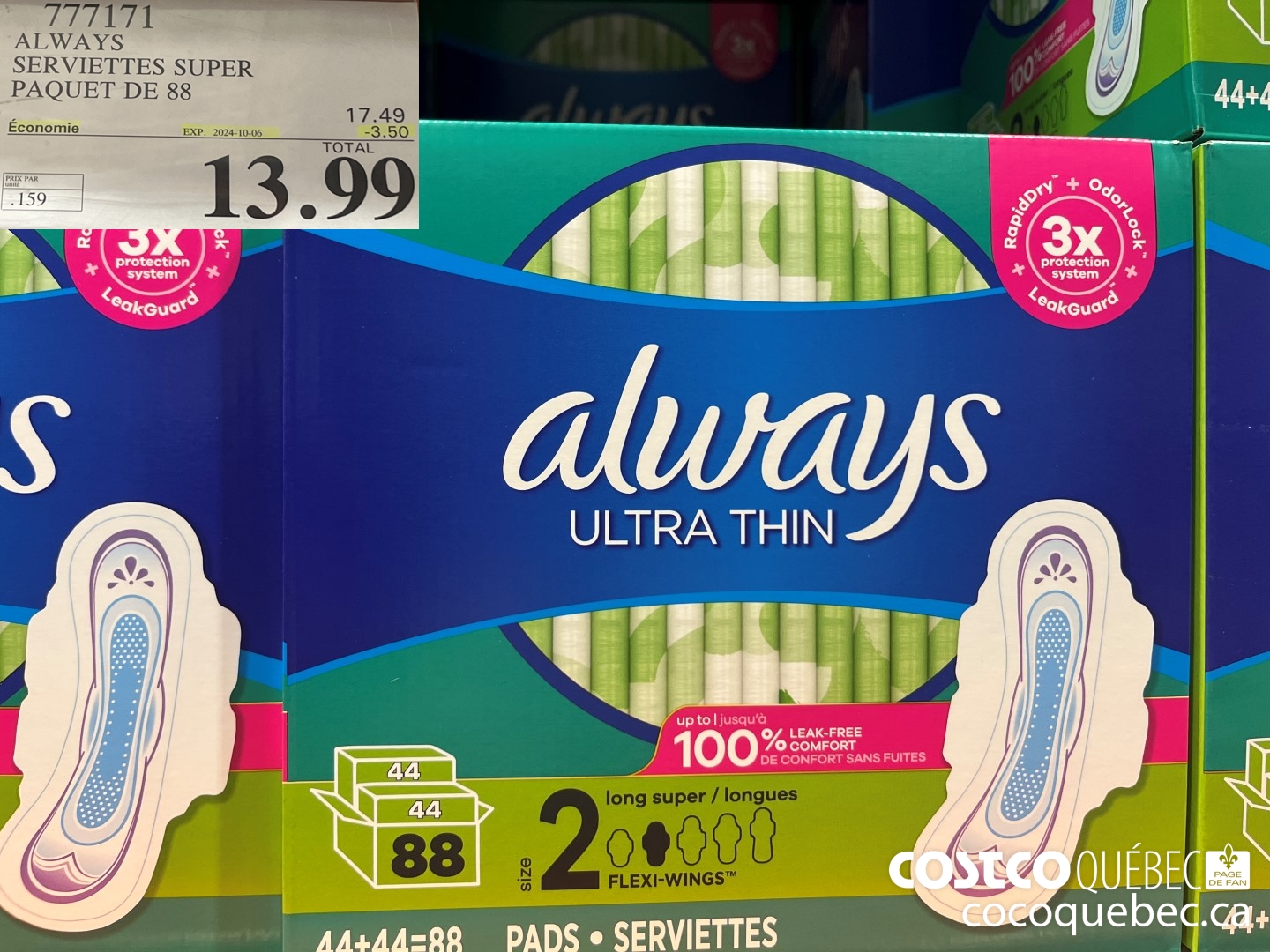 777171 ALWAY ULTRA SERVIETTES SUPER  ($3.50 INSTANT SAVINGS EXPIRES ON 2024-10-06) $13.99