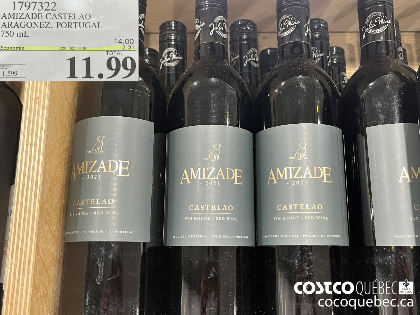 1797322 AMIZADE CASTELAO ARAGONEZ, PORTUGAL 750 mL  ($2.01 INSTANT SAVINGS EXPIRES ON 2024-09-29) $11.99
