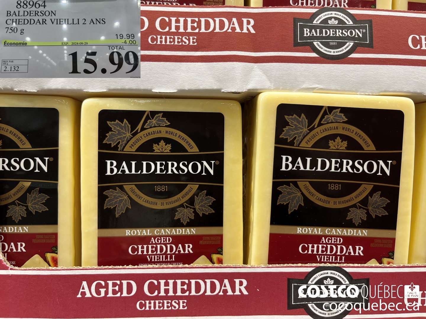 88964 BALDERSON CHEDDAR VIETLLI 2 ANS 750 g  ($4.00 INSTANT SAVINGS EXPIRES ON 2024-09-29) $15.99