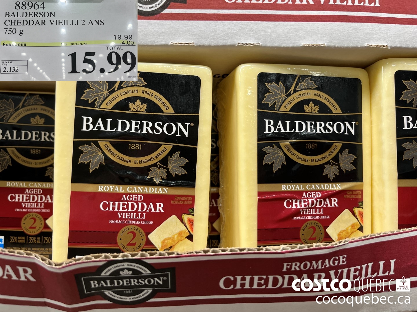 88964 BALDERSON CHEDDAR VIETLLI 2 ANS 750 g  ($4.00 INSTANT SAVINGS EXPIRES ON 2024-09-29) $15.99