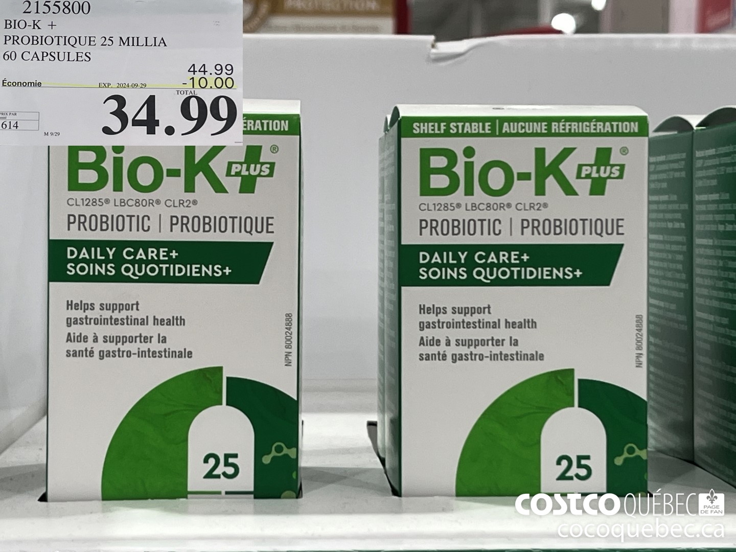 2155800 BIO-K + PROBIOTIQUE 25 MILLIA 60 CAPSULES  ($10.00 INSTANT SAVINGS EXPIRES ON 2024-09-29) $34.99