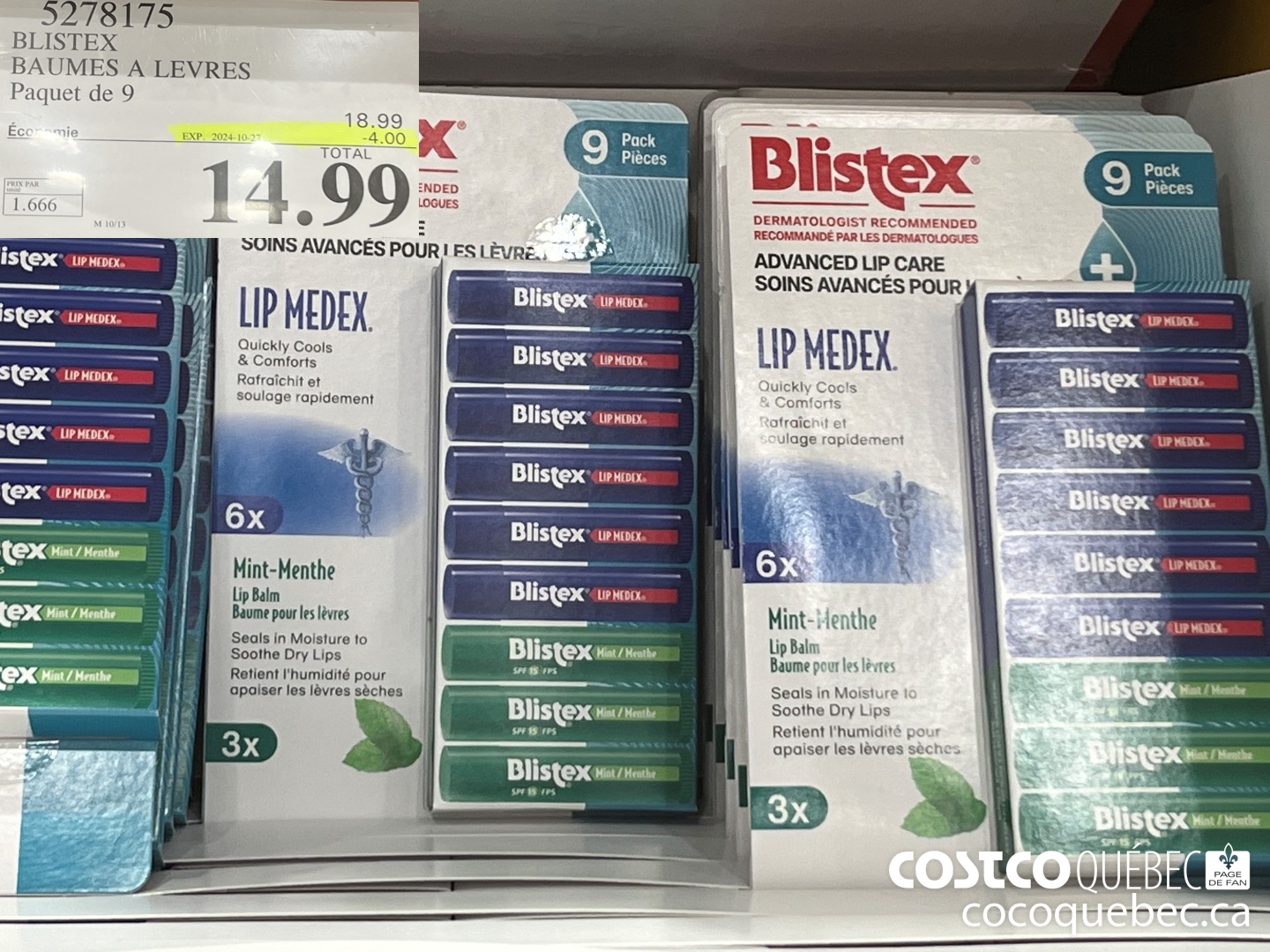 5278175 BLISTEX BAUMES A LEVRES Paquet de 9  ($4.00 INSTANT SAVINGS EXPIRES ON 2024-10-27) $14.99