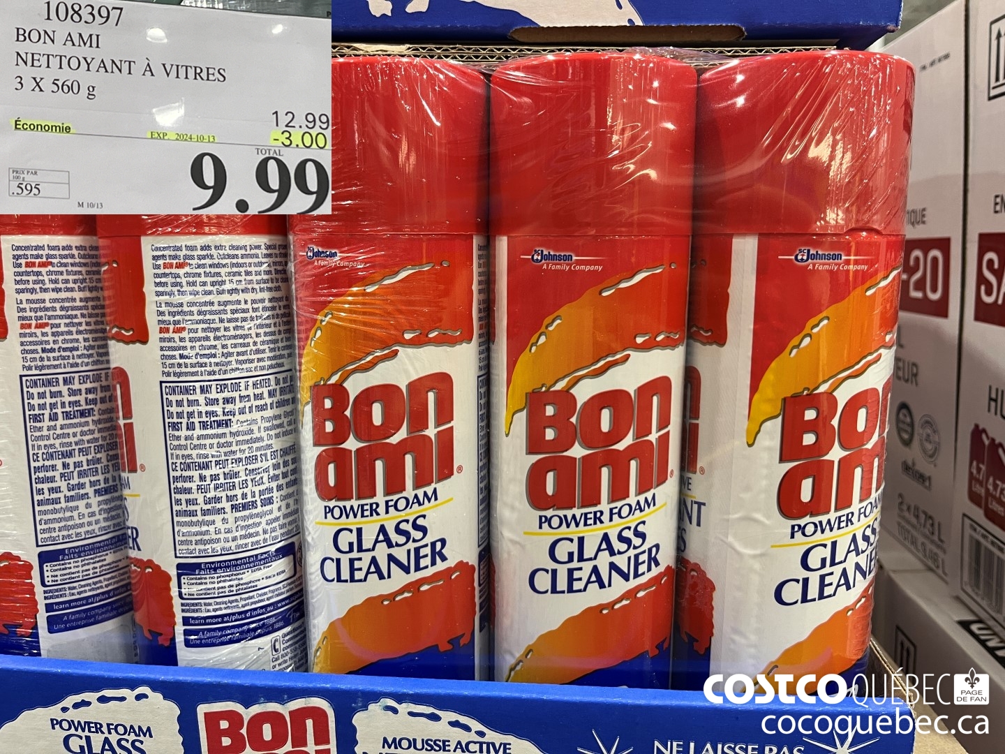 108397 BON AMI NETTOYANT A VITRES 3 X 560 ($3.00 INSTANT SAVINGS EXPIRES ON 2024-10-13) $9.99