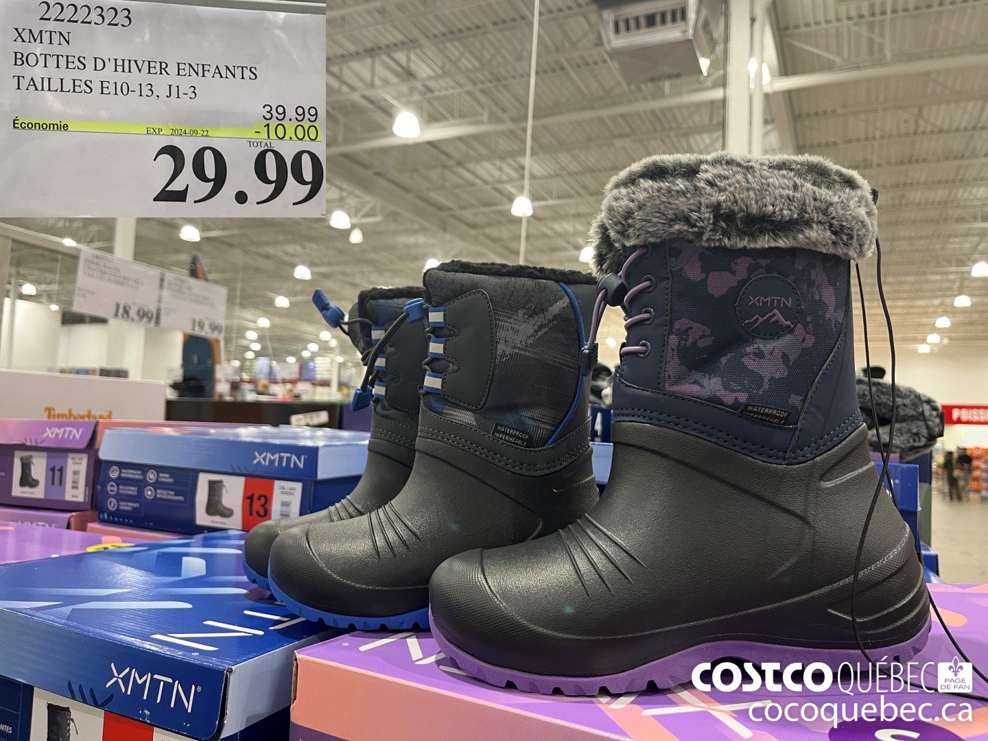 222232 BOTTES D'HIVER ENFANTS TAILLES E10-13, J1-3  ($10.00 INSTANT SAVINGS EXPIRES ON 2024-09-22) $29.99