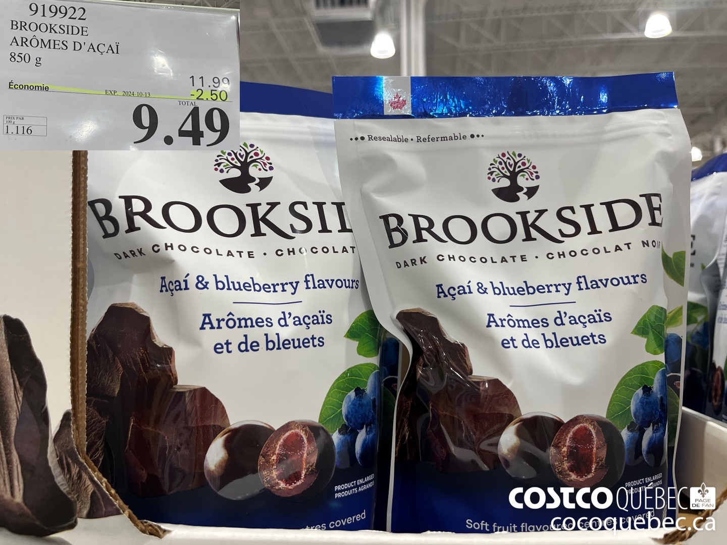 919922 BROOKSIDE 850 g ($2.50 INSTANT SAVINGS EXPIRES ON 2024-10-13) $9.49