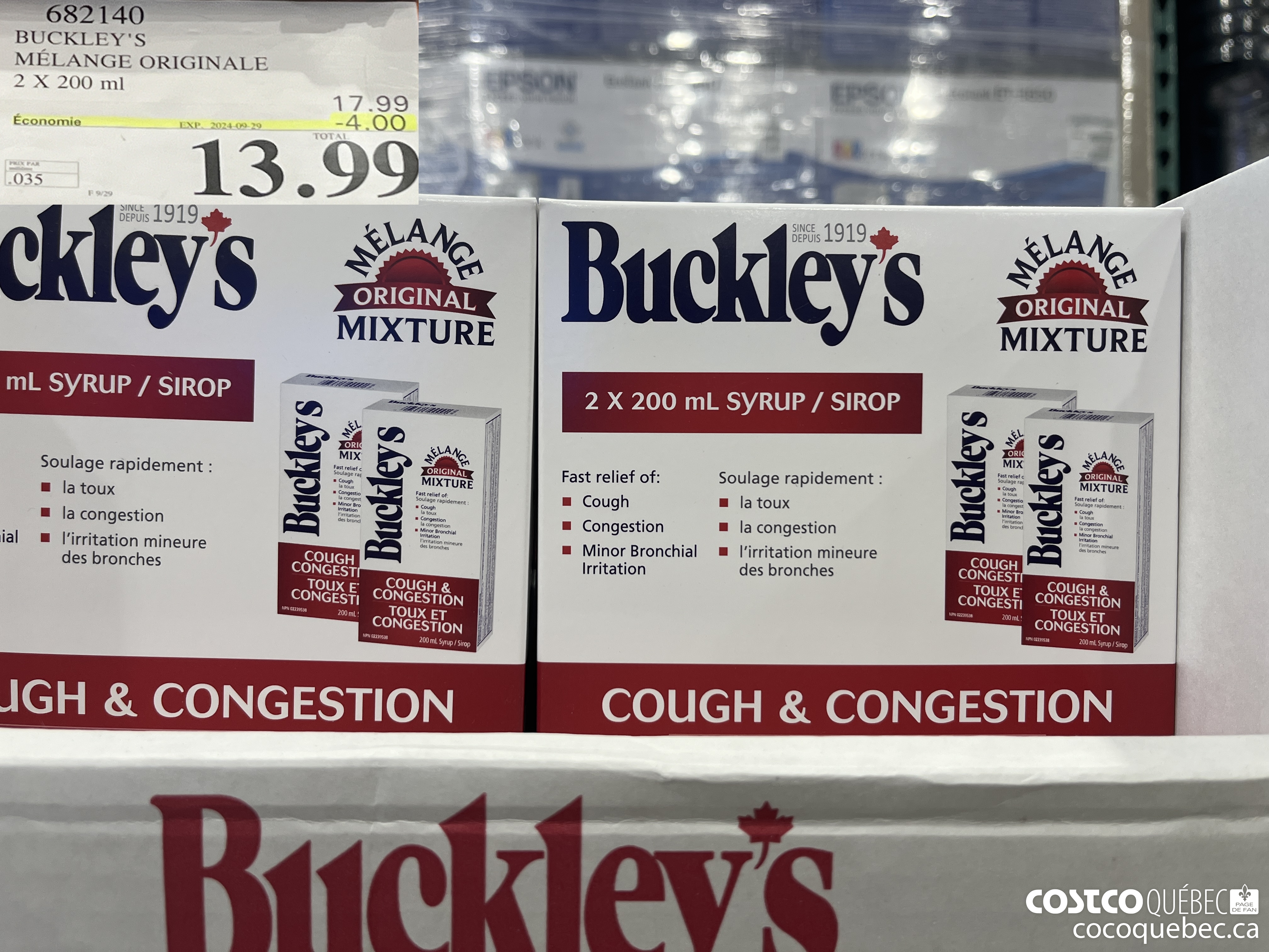 682140 BUCKLEY'S MELANGE ORIGINAL 2 X 200 ML. ($4.00 INSTANT SAVINGS EXPIRES ON 2024-09-29) $13.99