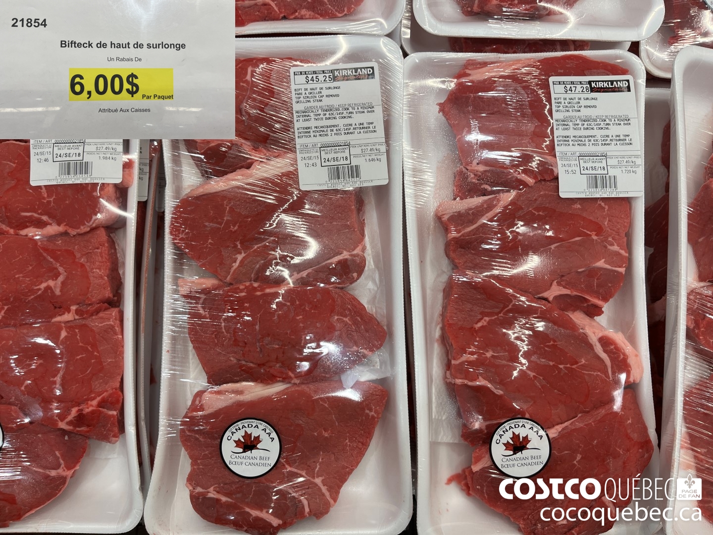 21854 Bifteck de haut de surlonge  ($6.00 INSTANT SAVINGS)