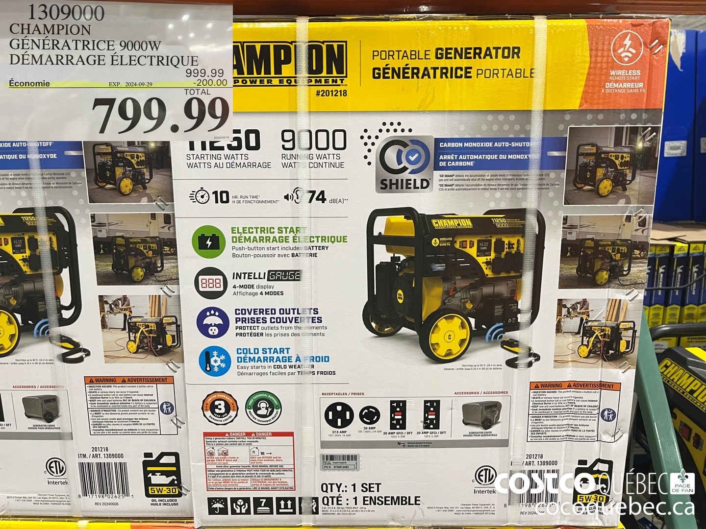 1309000 CHAMPION GENERATEUR 9000W DEMARRAGE ELECTRIQUE ($200.00 INSTANT SAVINGS EXPIRES ON 2024-09-29) $799.99