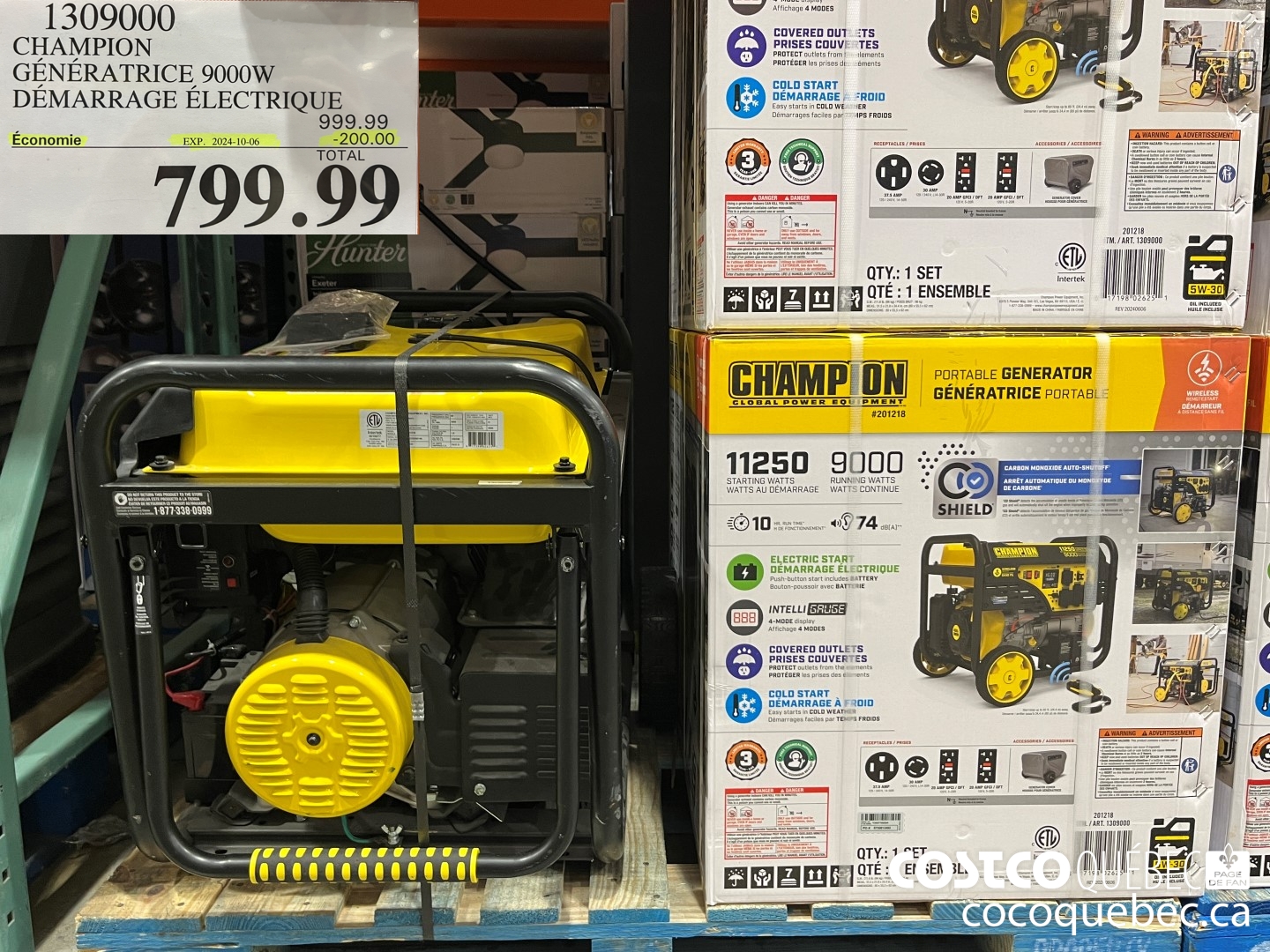 1309000 CHAMPION GENERATEUR 9000W DEMARRAGE ELECTRIQUE ($200.00 INSTANT SAVINGS EXPIRES ON 2024-10-06) $799.99