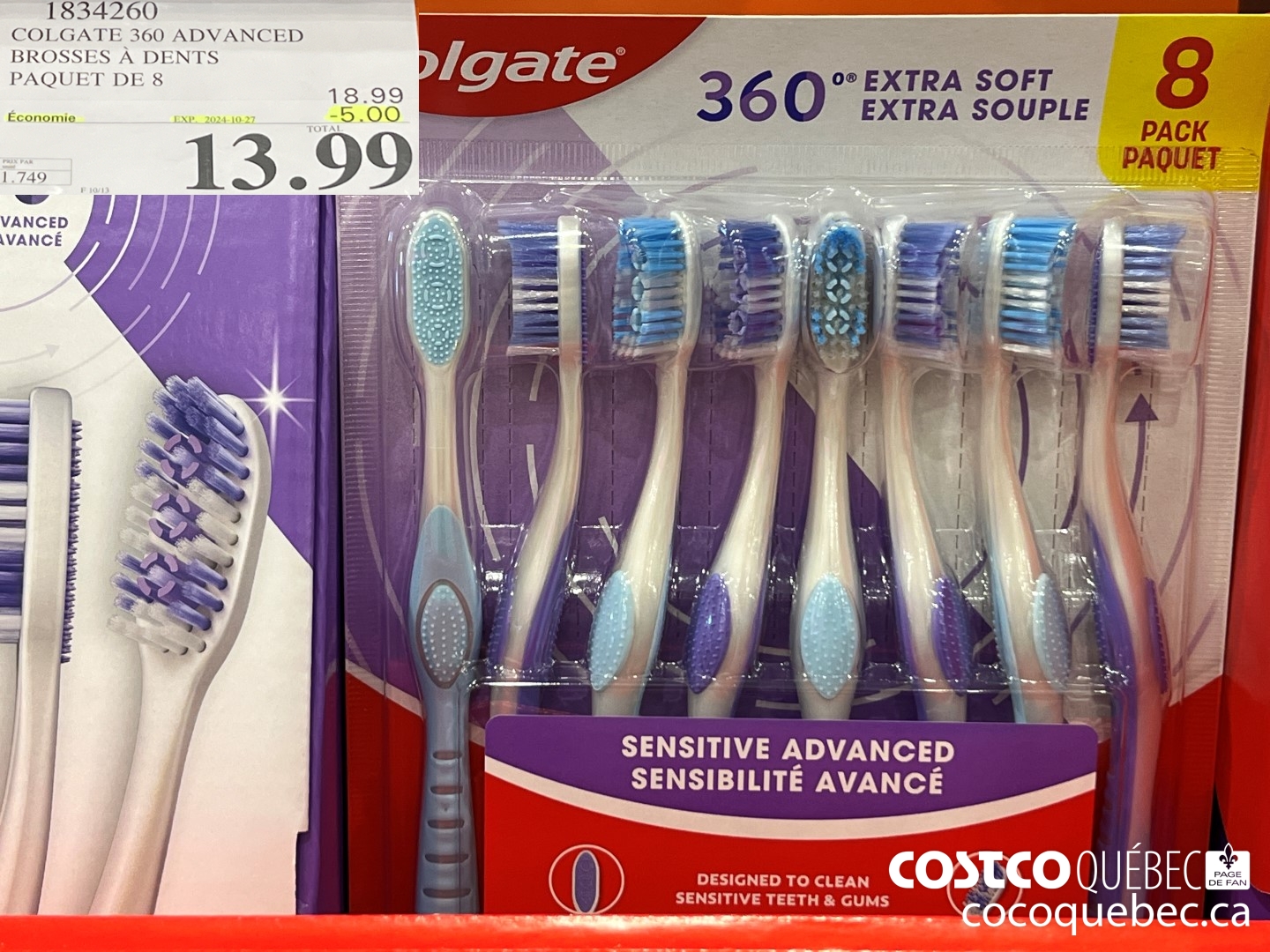 1834260 COLGATE 360 ADVANCED BROSSES A DENTS PAQUET DE 8  ($5.00 INSTANT SAVINGS EXPIRES ON 2024-10-27) $13.99