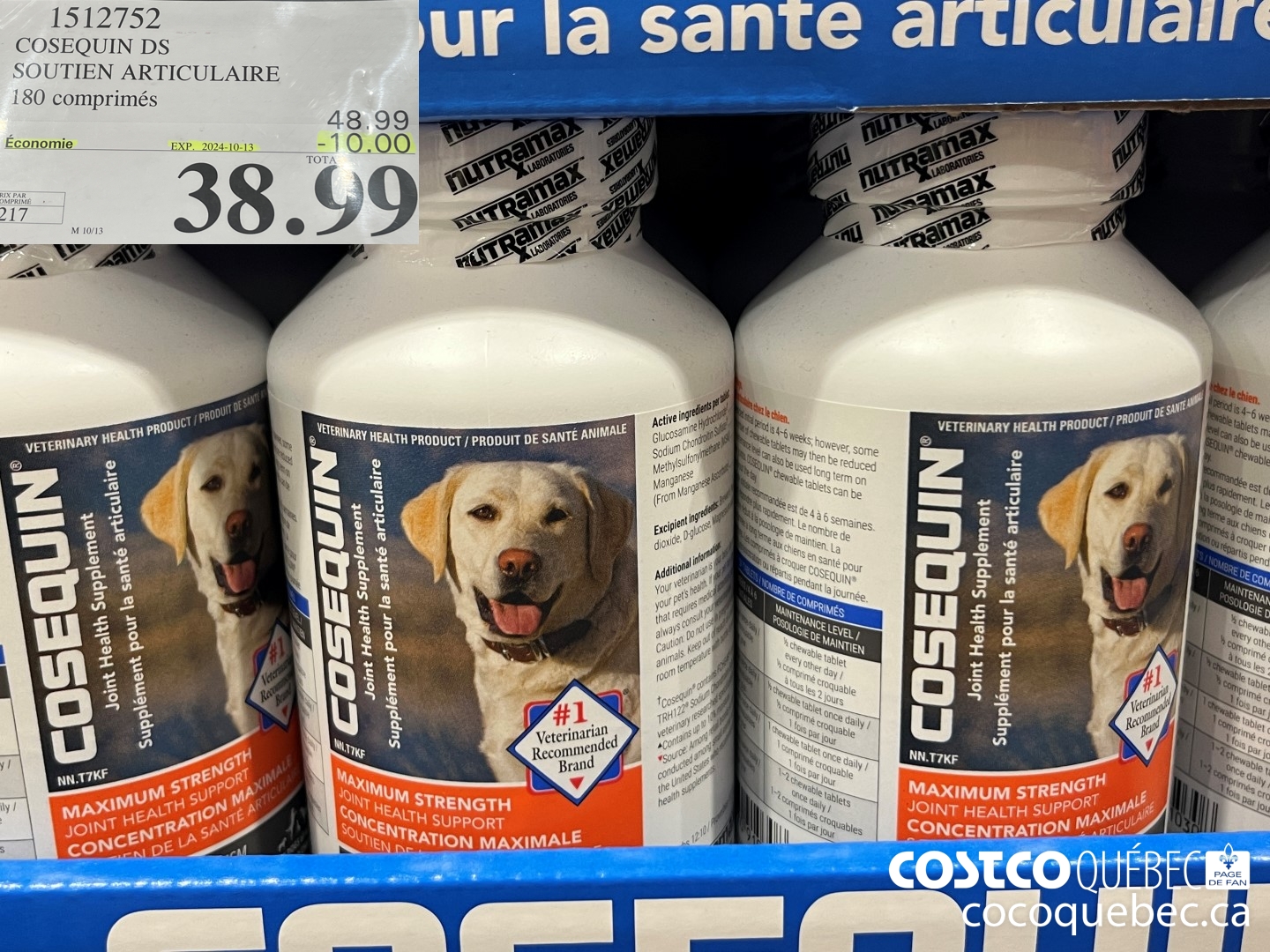 1512752 COSEQUIN DS SOUTIEN ARTICULAIRE 180 comprimés  ($10.00 INSTANT SAVINGS EXPIRES ON 2024-10-13) $38.99