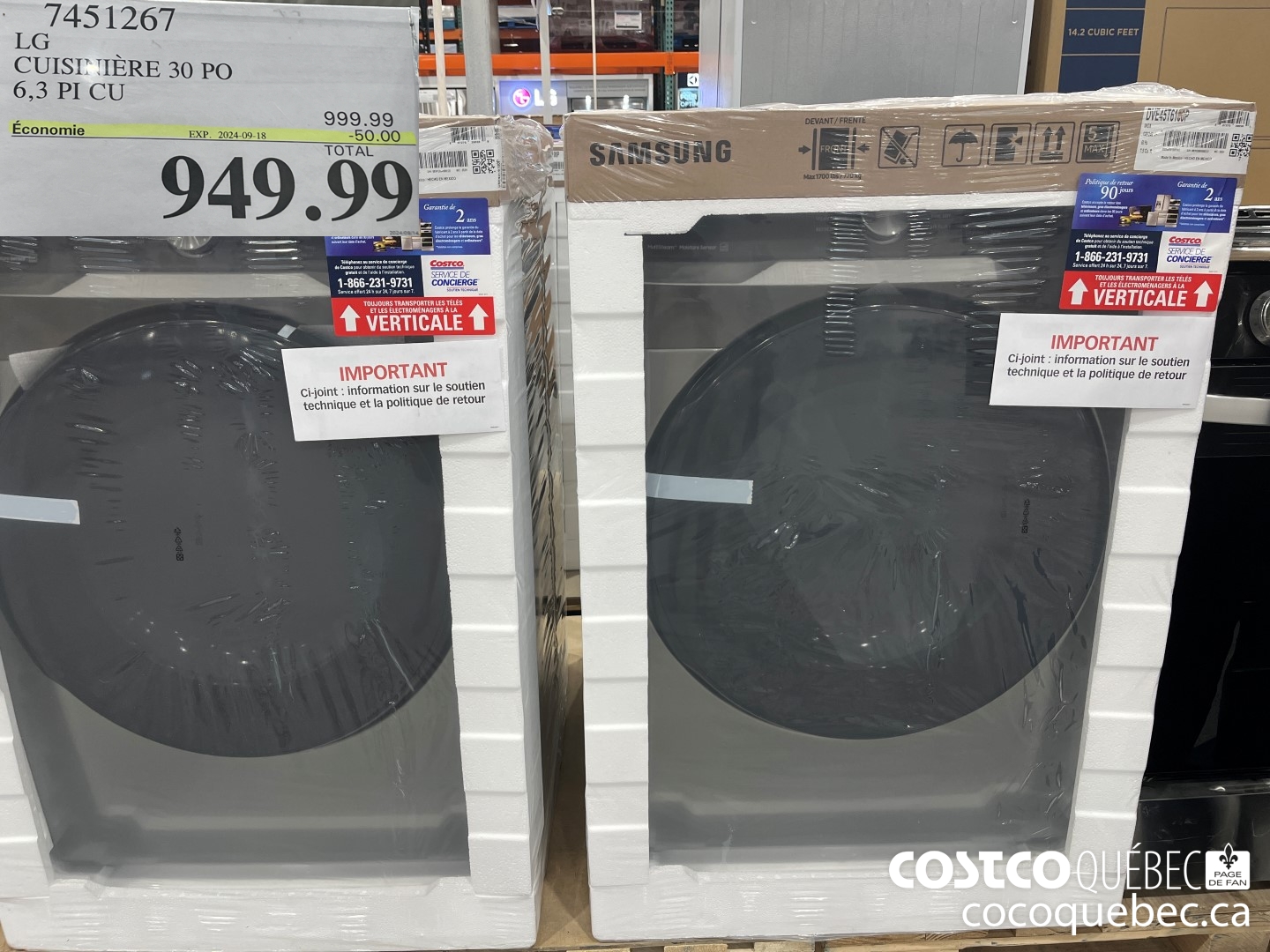 7451267 CUISINIERE 30 PO 6,3 PI CU ($50.00 INSTANT SAVINGS EXPIRES ON 2024-09-18) $999.99