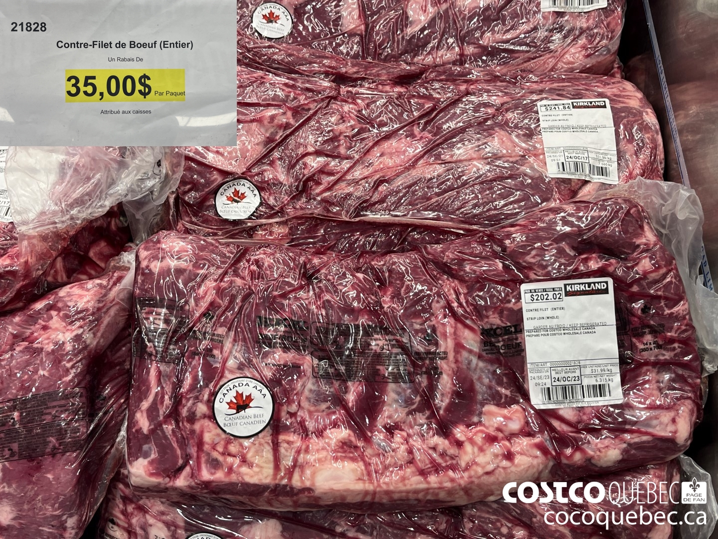 21828 Contre-Filet de Boeuf (Entier)  ($35.00 INSTANT SAVINGS)