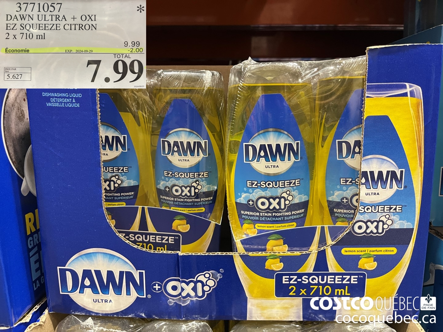 3771057 DAWN ULTRA + OXI EZ SQUEEZE CITRON 2 x 710ml  ($2.00 INSTANT SAVINGS EXPIRES ON 2024-09-29) $7.99