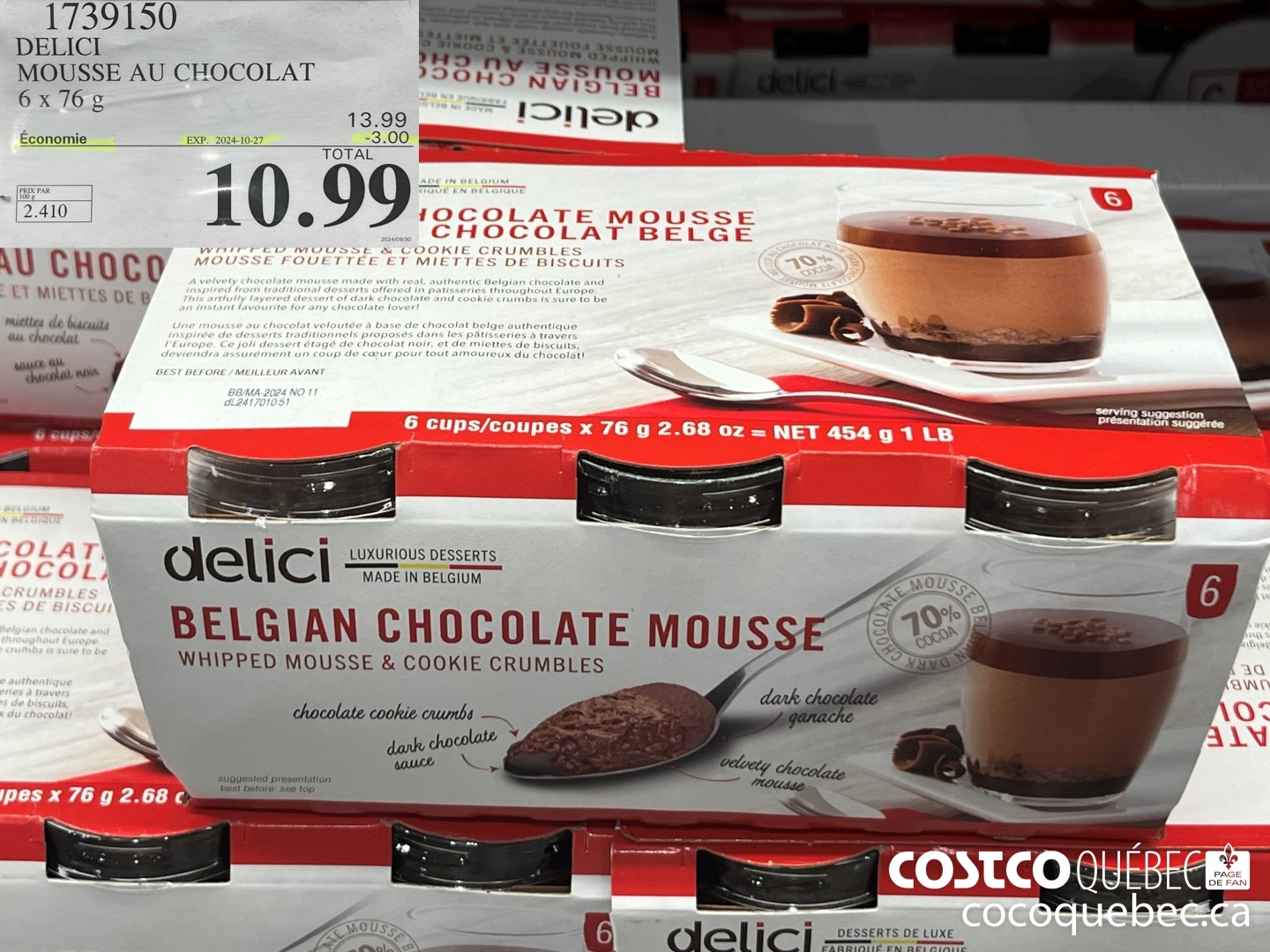 1739150 DELICI CHOCOLATE MOUSSE 6x 768  ($3.00 INSTANT SAVINGS EXPIRES ON 2024-10-27) $10.99
