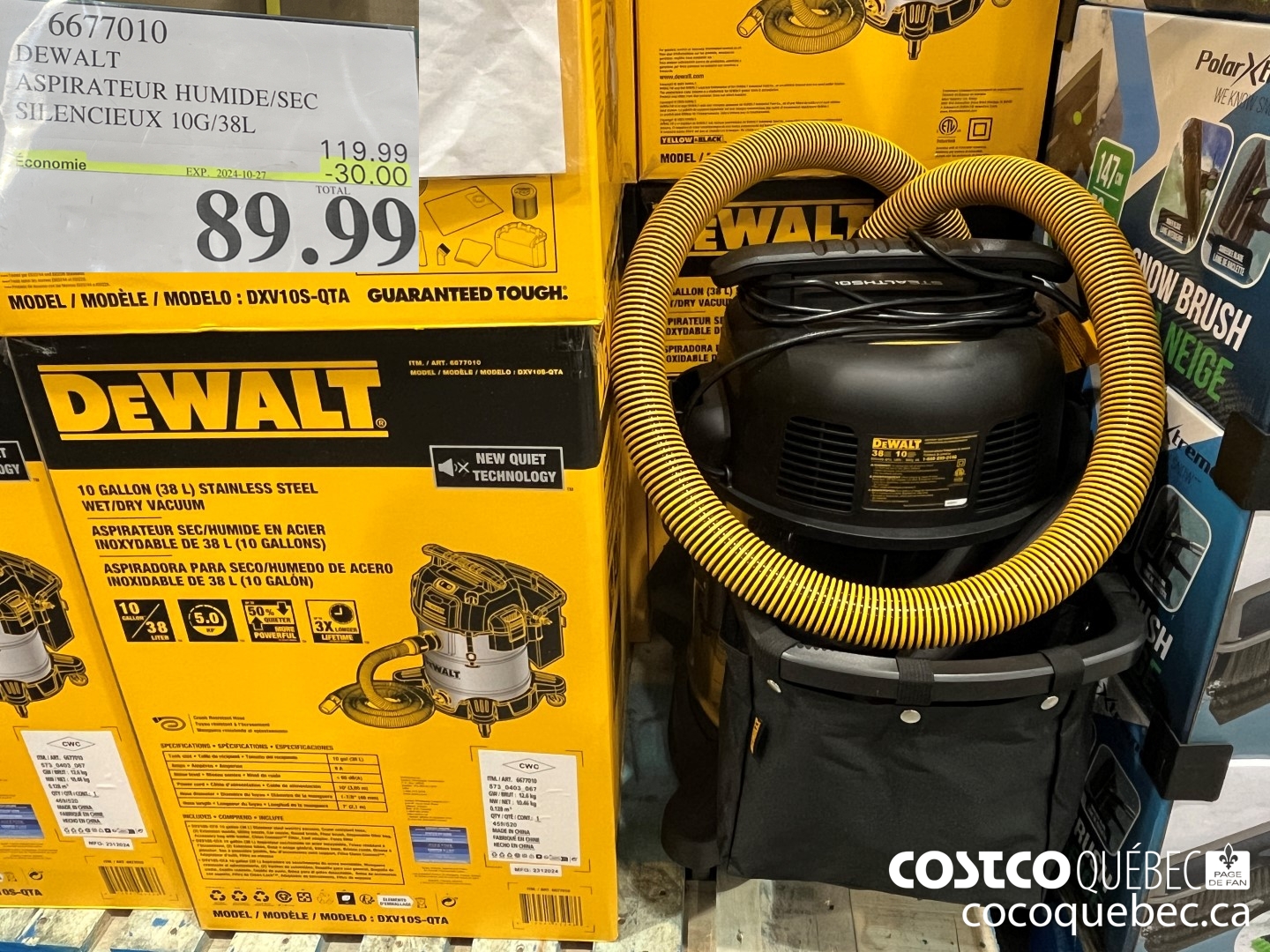 6677010 DEWALT ASPIRATEUR HUMIDE/SEC  ($30.00 INSTANT SAVINGS EXPIRES ON 2024-10-27) $89.99