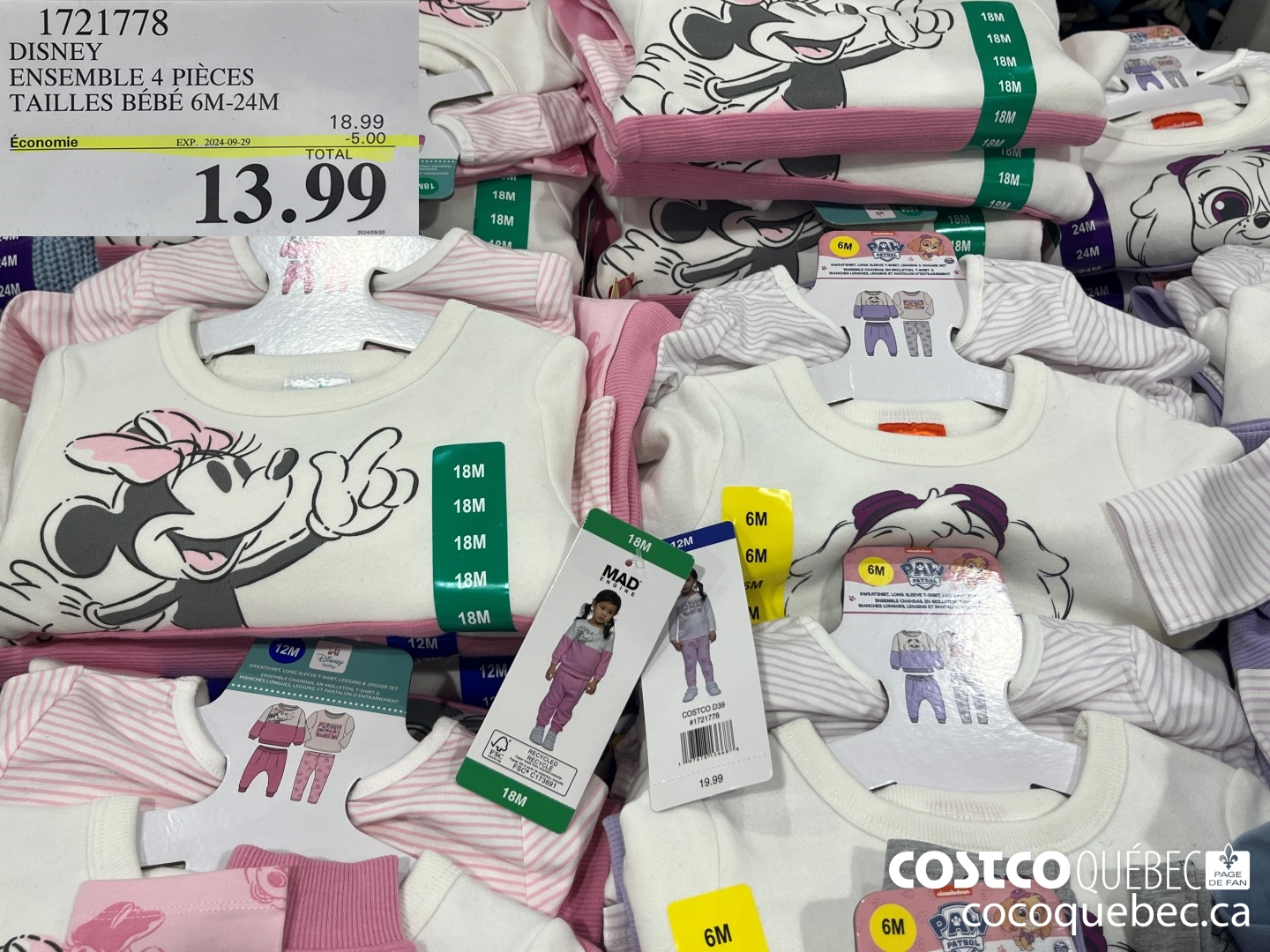 1721778 DISNEY ENSEMBLE 4 PIECES TAILLES BEBE 6M-24M  ($5.00 INSTANT SAVINGS EXPIRES ON 2024-09-29) $13.99