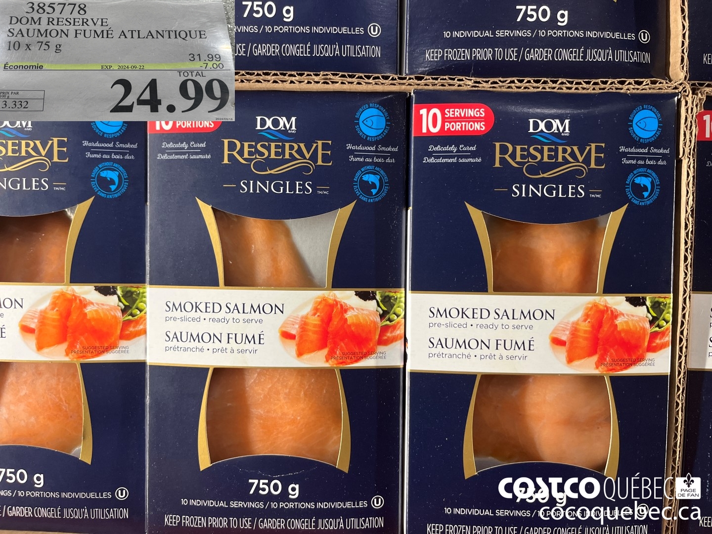 385778 DOM RESERVE SAUMON FUME ATLANTIQUE ($7.00 INSTANT SAVINGS EXPIRES ON 2024-09-29) $24.99