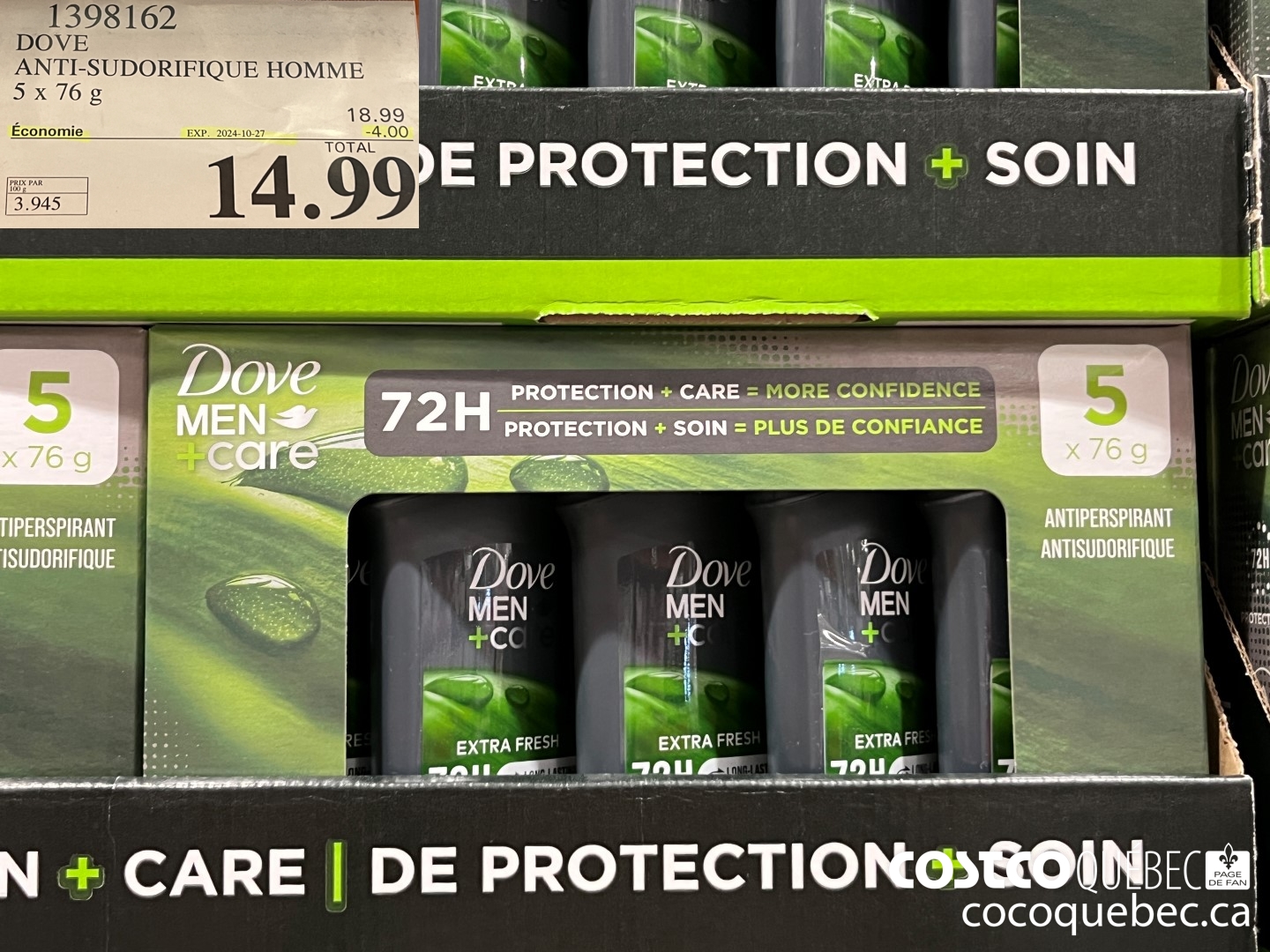 1398162 DOVE ANTI-SUDORIFIQUE HOMME 5x76g ($4.00 INSTANT SAVINGS EXPIRES ON 2024-10-27) $14.99
