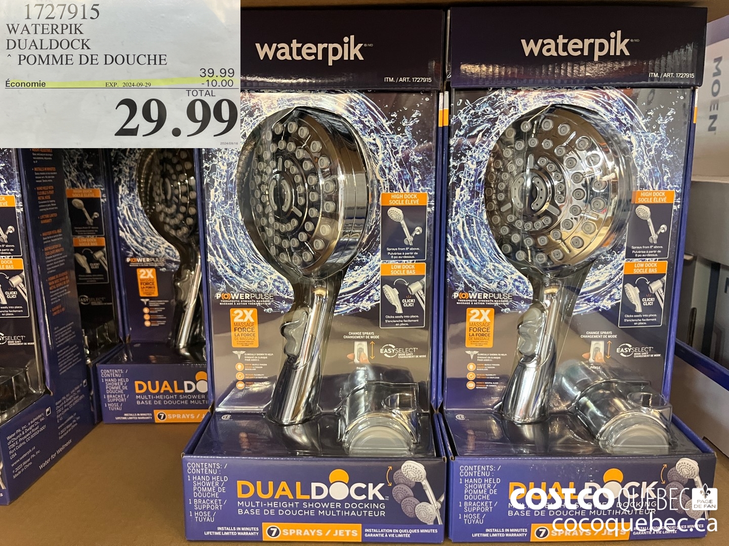 1727915 DUALDOCK POMME DE DOUCHE ($10.00 INSTANT SAVINGS EXPIRES ON 2023-10-29) $29.99
