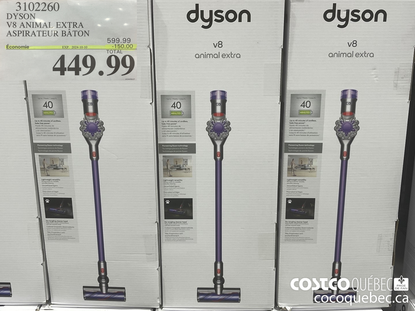 3102260 DYSON V8 ANIMAL EXTRA ASPIRATEUR SANS FIL ($150.00 INSTANT SAVINGS EXPIRES ON 2024-10-10) $449.99