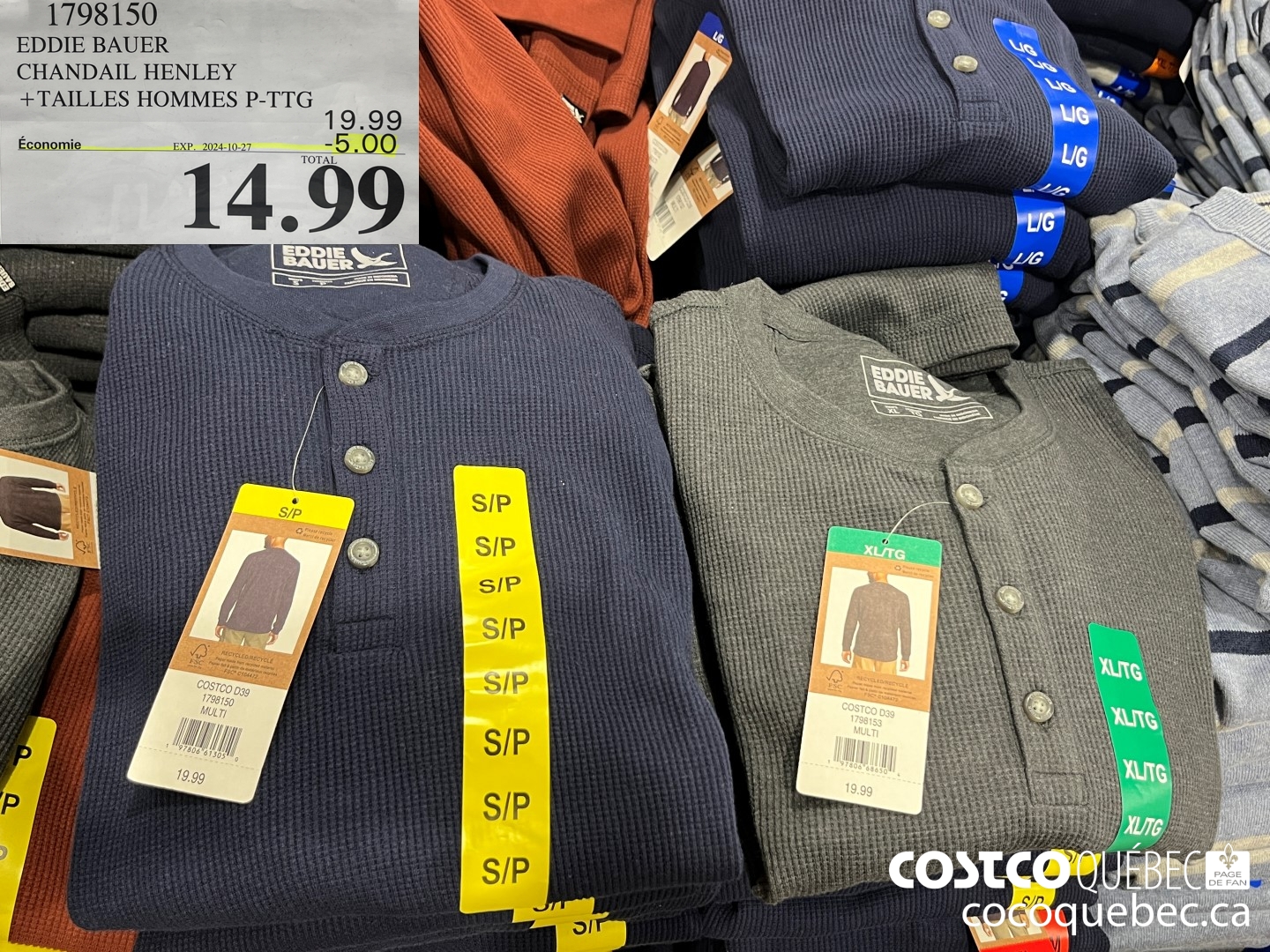 1798150 EDDIE BAUER CHANDAIL HENLEY  ($5.00 INSTANT SAVINGS EXPIRES ON 2024-10-27) $14.99