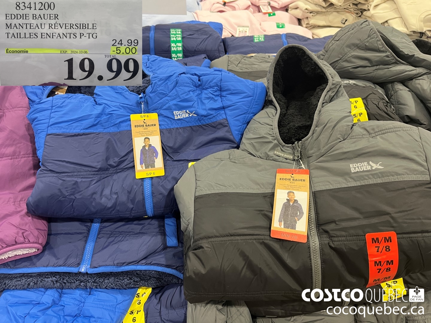 8341200 EDDIE BAUER MANTEAU REVERSIBLE TAILLES ENFANTS P-TG  ($5.00 INSTANT SAVINGS EXPIRES ON 2024-10-06) $19.99